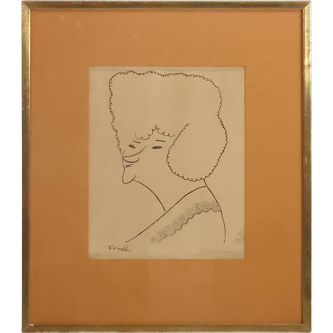 Alfred J Frueh 1880-1968, Americam, Ink Drawing Caricature, Gallery Label on Verso (1 of 10)