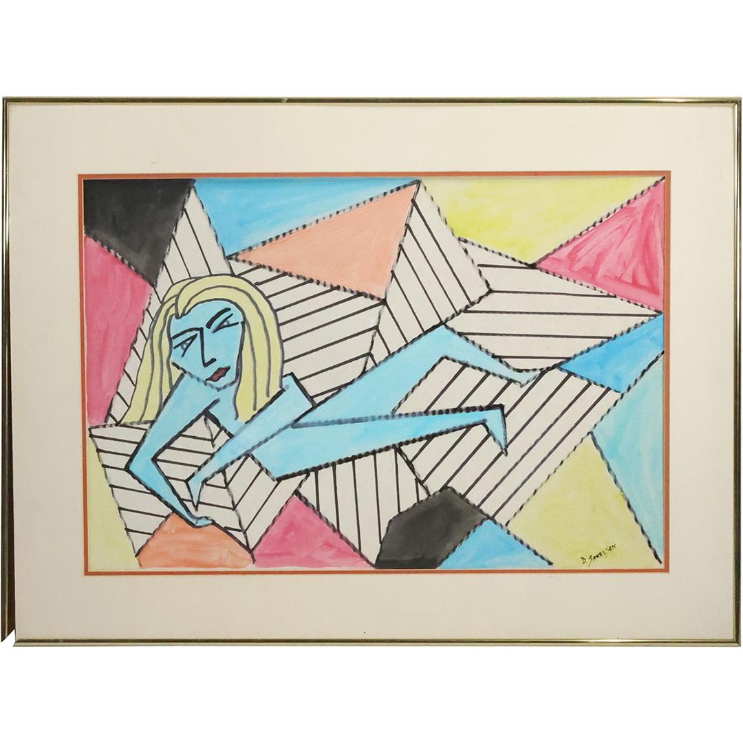 Dennis Sakelson, 20th C. Bucks County Pa Artist, CUBISM ABSTRACT WOMAN Oil Painting (1 of 12)
