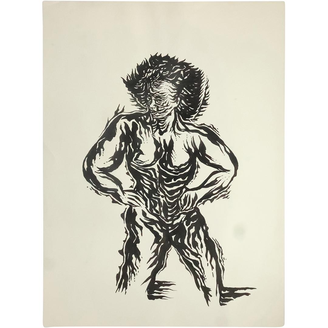 ACHI SULLO 1922-2013 American, FIGURE Black and White, Estate Stamp on Verso: ACHI SULLO 1922-2013 American, FIGURE Black and White, Estate Stamp on Verso. size: 30 x 22. ASKart: Achi (Achillo) Sullo (1922 - 2013) was active/lived in Massachusetts. Achi Sullo is known for Camou