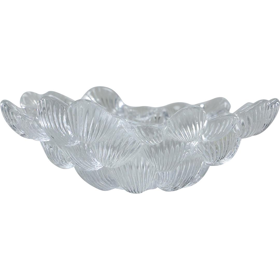 PER LUKIN for Royal Copenhagen, Musling Clam Shell Crystal Glass Bowl 9.25 inches diameter (1 of 8)