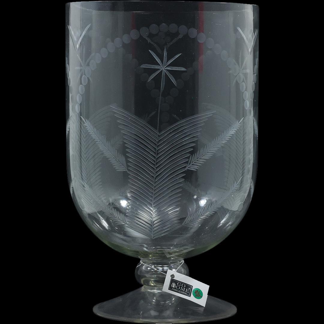 Large 14.5 inches height Etched Crystal Glass Pedestal Vase 9 inches diameter: Large 14.5 inches height Etched Crystal Glass Pedestal Vase 9 inches . diameter size: 14.5 in. x 9 in.