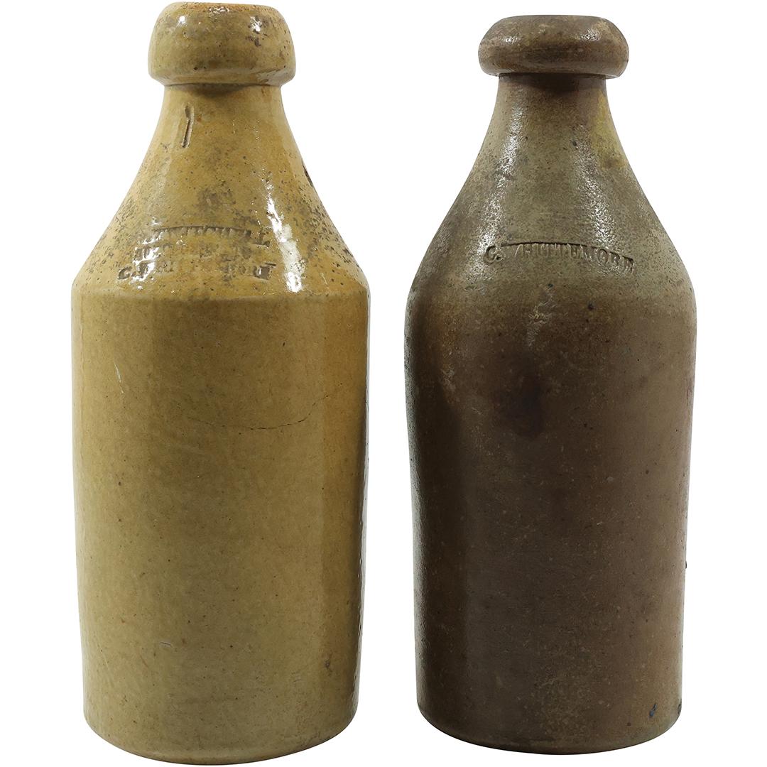 [2] Antique Primitive Stoneware Bottles 9.5 inches height (1 of 17)