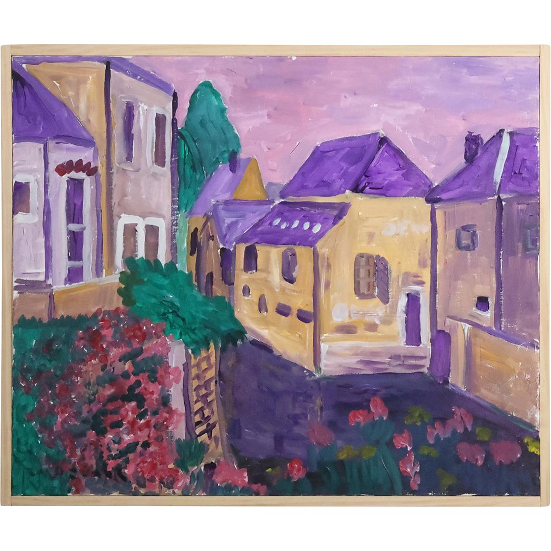 Herman Zuker, b. 1959, American-Poland, Acrylic Painting "Village At Dusk" (1 of 14)