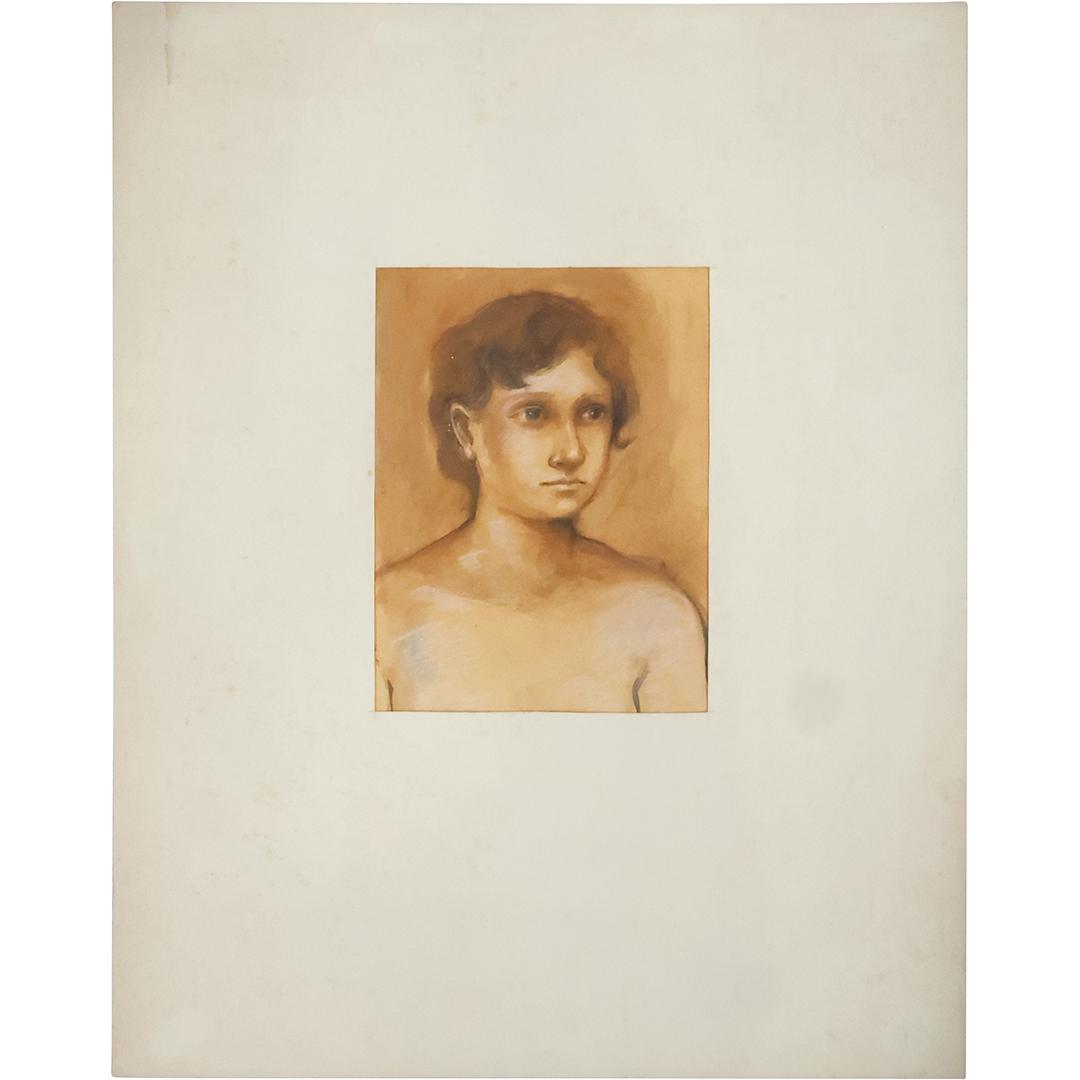 Donald Purdy, American, Tempera Painting Portrait of a Young Boy: Donald Purdy, American, Tempera Painting Portrait of a Young Boy. Unsigned, Acquired directly from the Estate of the Artist. size: 11.25 x 8.25 matte, 27 x 21 outside matte. ASKart: Donald Roy Purdy (