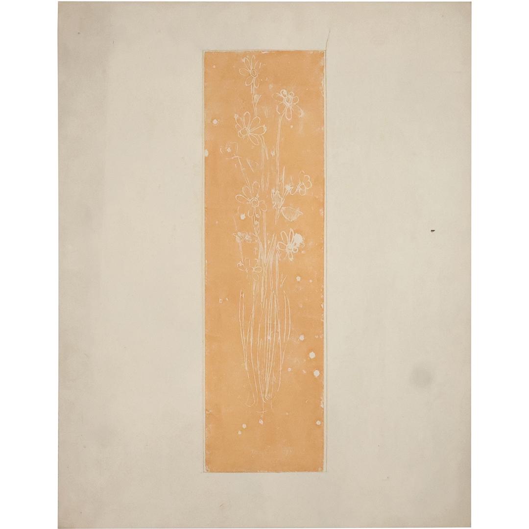 Donald Purdy, American, Wood Engraving, Flowers, Signed on Verso: Donald Purdy, American, Wood Engraving, Flowers, Signed on Verso. Provenance: Acquired directly from the artist's estate. size: 22.25 x 6.25 matte, 28 x 21.5 outside matte. ASKart: Donald Roy Purdy (B