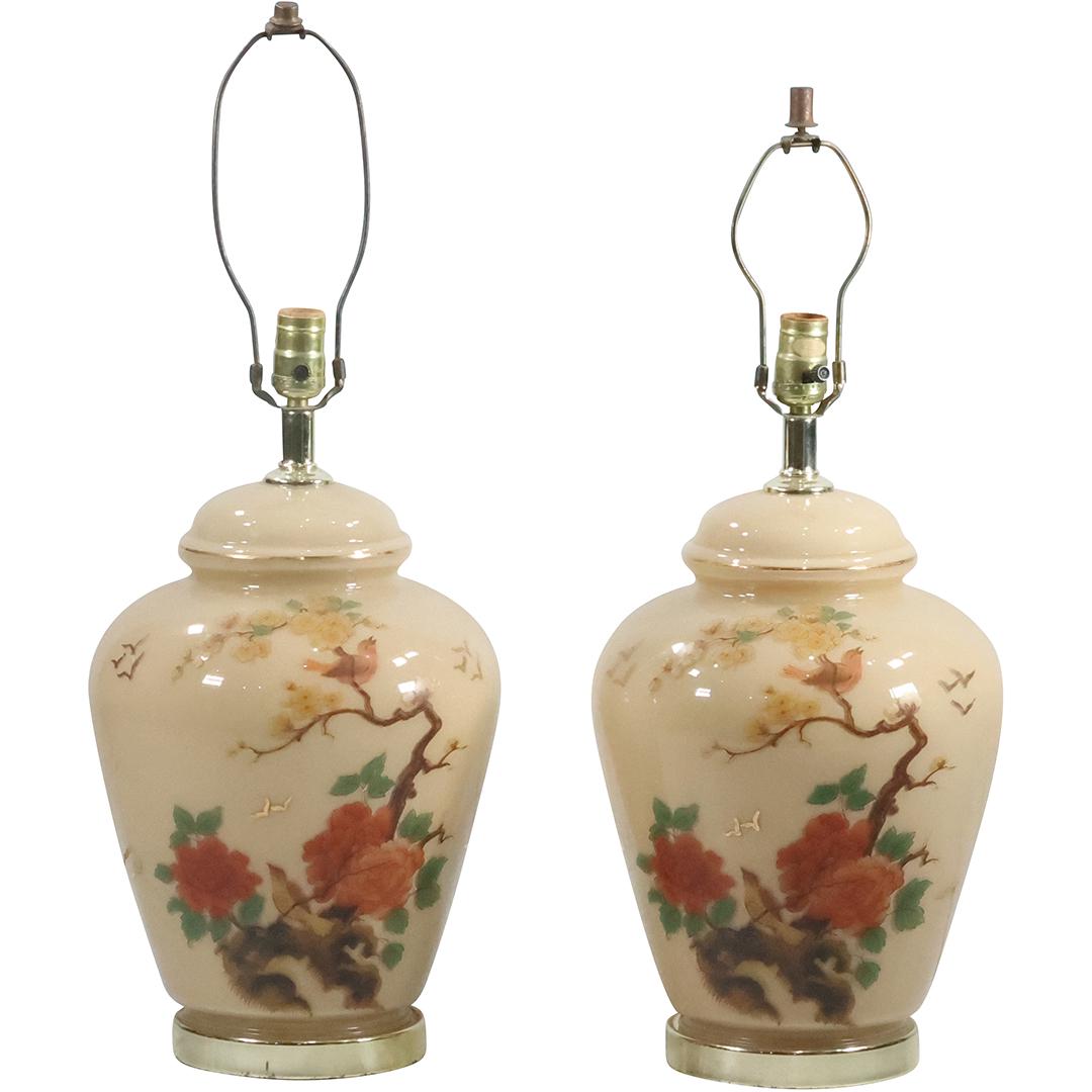 Matched Pair Glass Ginger Jar Style Decorative Table Lamps 25.5 inches overall height (1 of 18)