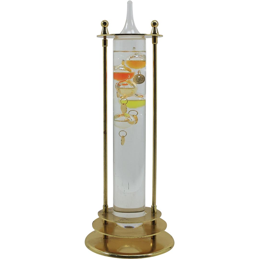 Galileo Cylindrical Glass Thermometer in a Brass Holder 14 inches height (1 of 17)