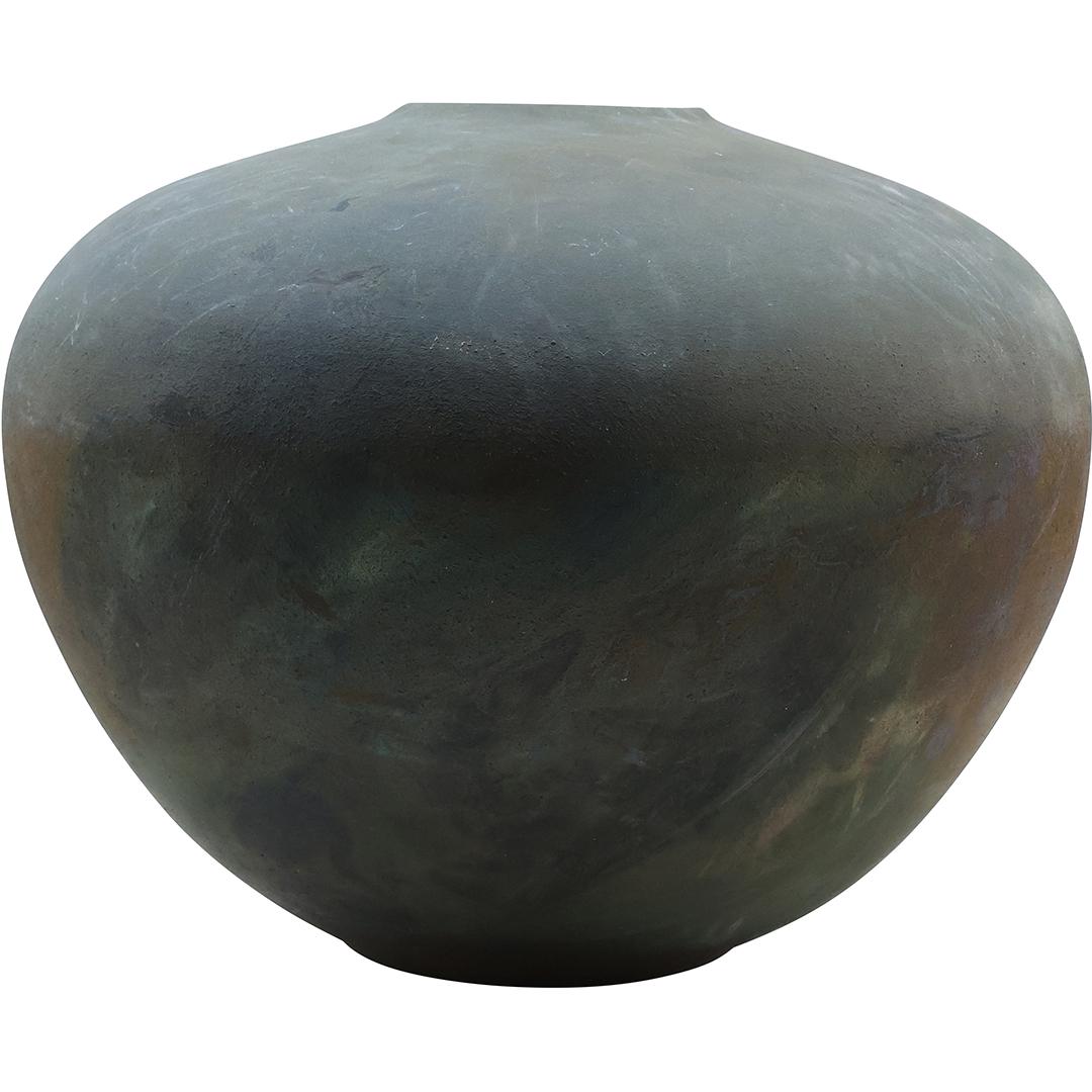 Signed RAKU Pottery Vase 11 inches height x 11.5 inches wide (1 of 16)