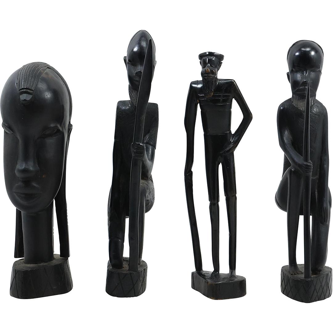 [4] Assorted Ebony Wood African Figure Statue Sculptures Sizes 9.5 inches to 11 inches (1 of 19)