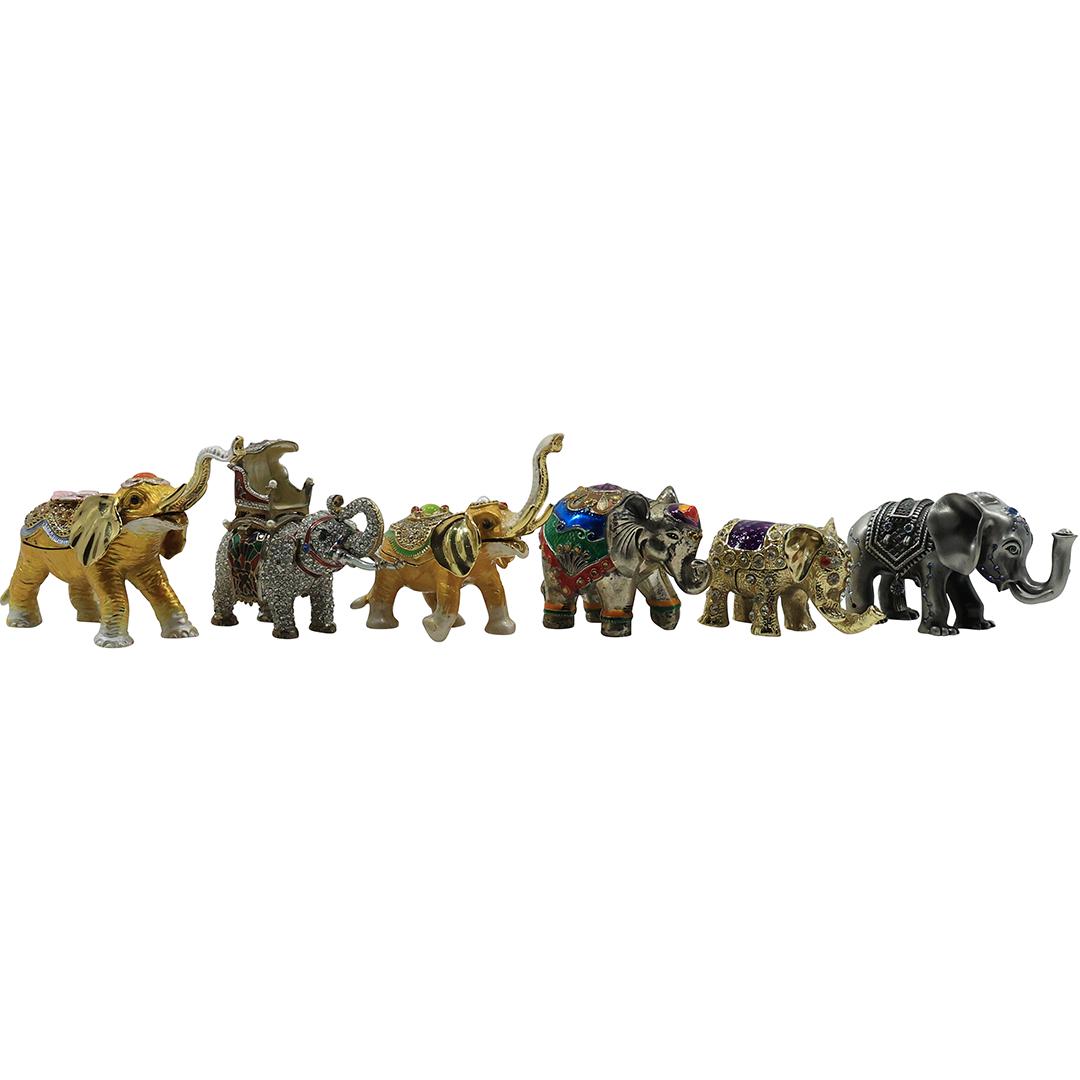 [6] Assorted Mechanical Metal Elephant Trinket Boxes, Each Decorated (1 of 20)