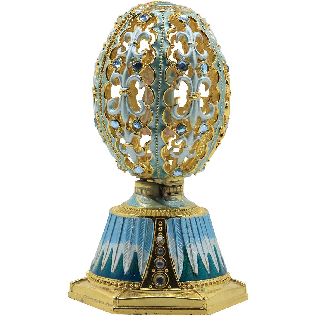 Faberge Style EGG Box Mechanical with Man Woman Couple Inside, 6 inches height (1 of 20)
