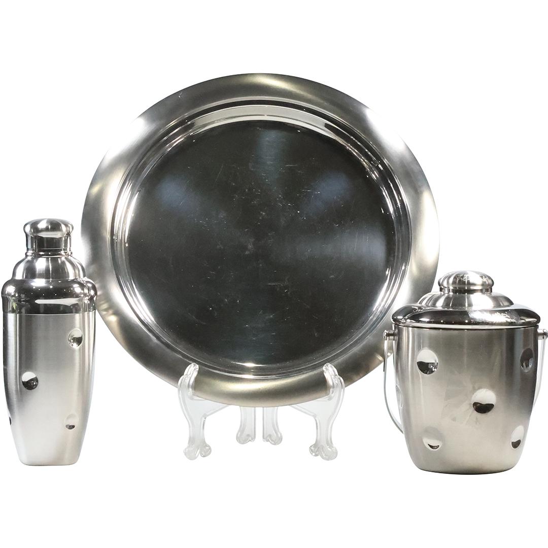 3 PC. Cocktail Set Marquis by Waterford Polished Stainless Steel, Shaker, Ice Bucket & Tray (1 of 16)