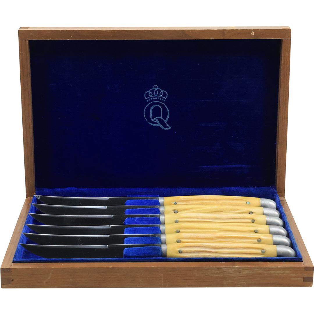 [6] Bone Handled Steak Knives Cutlery In Fitted Wodden Box Auction