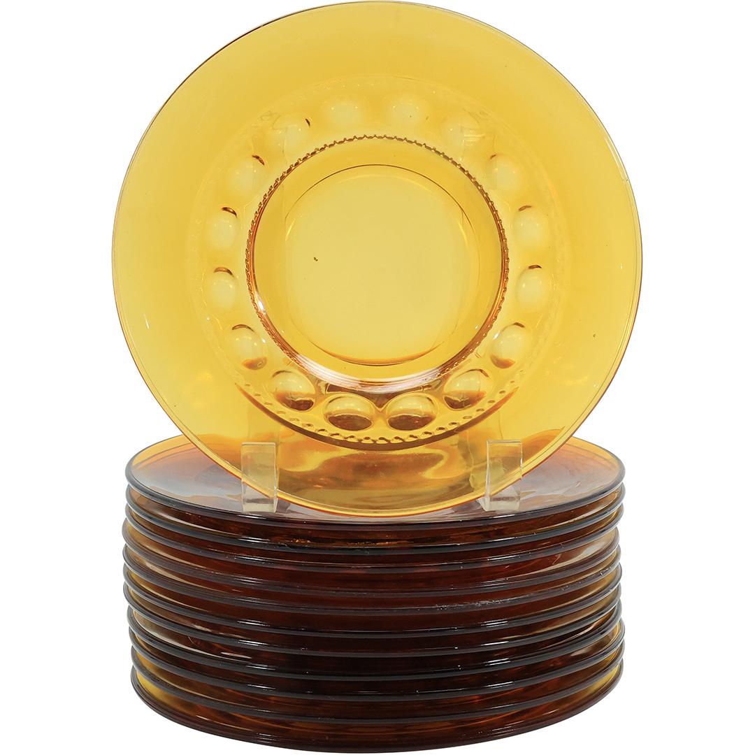 [12] Luncheon Plates Vintage Amber Indiana Glass Kings Crown Thumbprint 8.25 inches diameter (1 of 14)