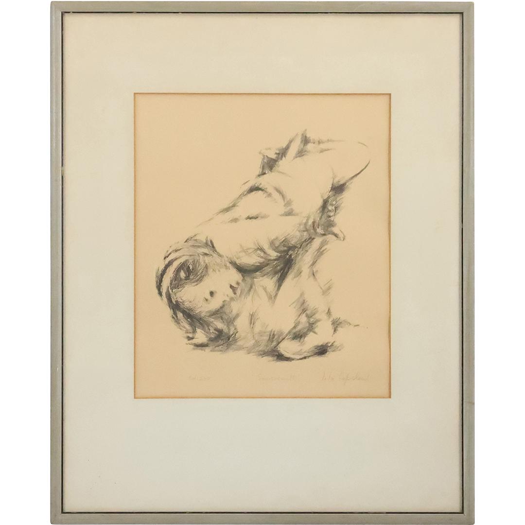 Lila Copeland, Pencil Signed Lithograph Child "Somesault" Ed. 250, Original Framing (1 of 13)