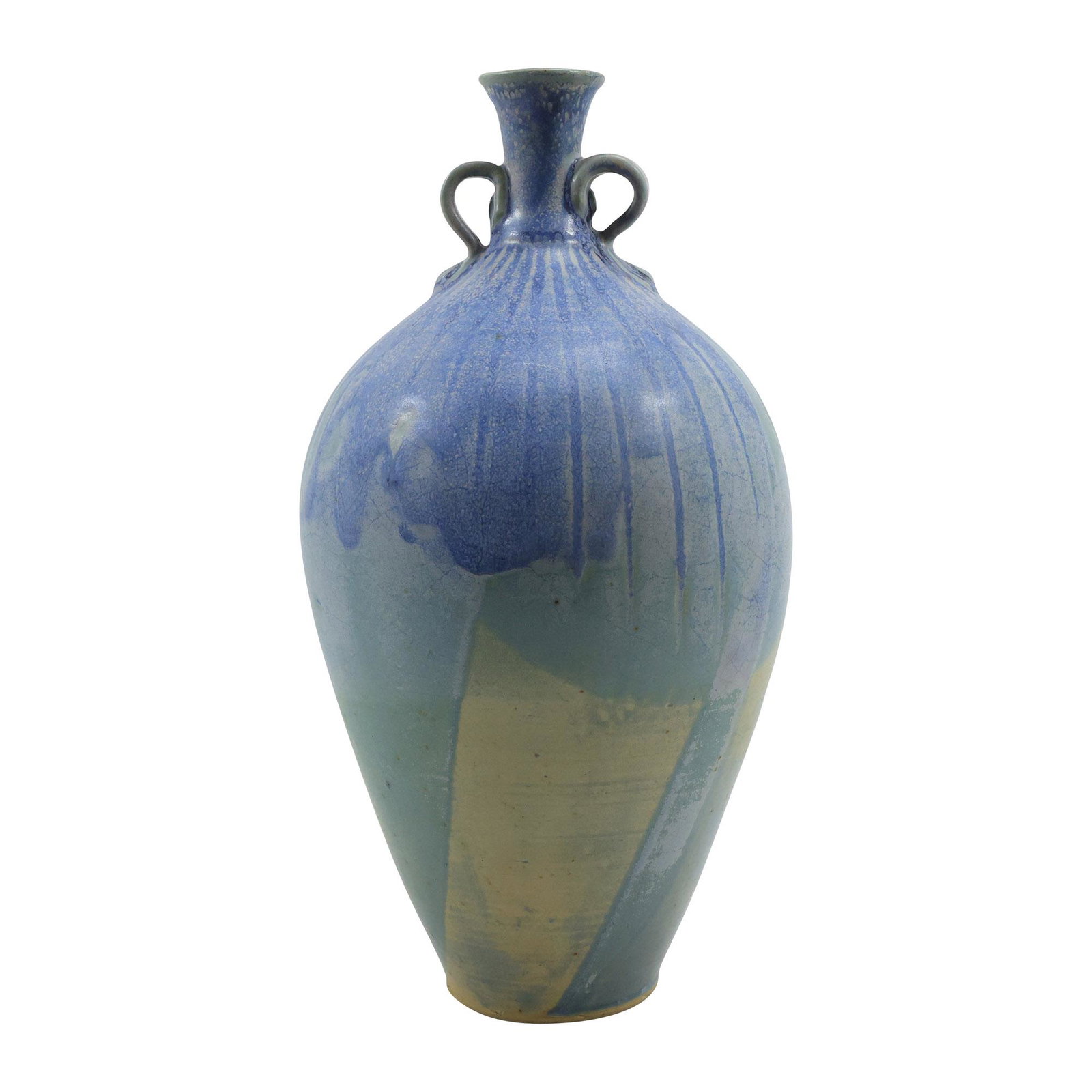 Art Pottery Gourd Shape Vase Blue Glaze with Handles 13.25 inches height (1 of 16)