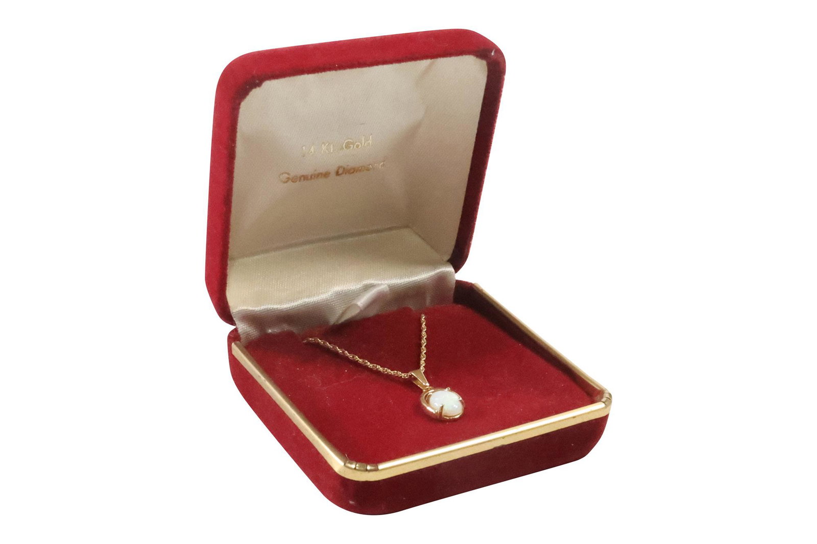 marked 14K / 585 18 in. chain with marked 14K Opal Pendant 3/4 in. x 3/8 in. (1 of 11)