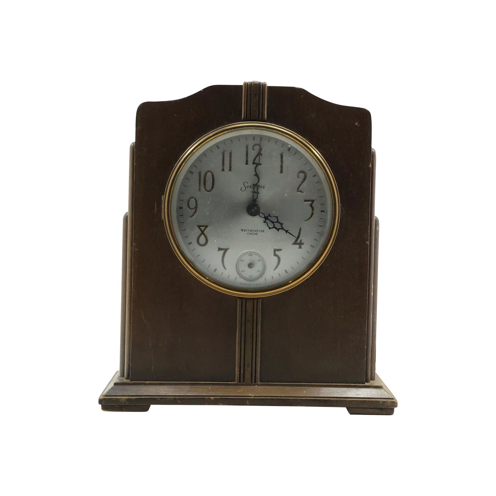Vintage Art Deco SESSIONS Westminster Chime Electric Mantle Clock, Wooden Case, 12.5 in. height (1 of 20)