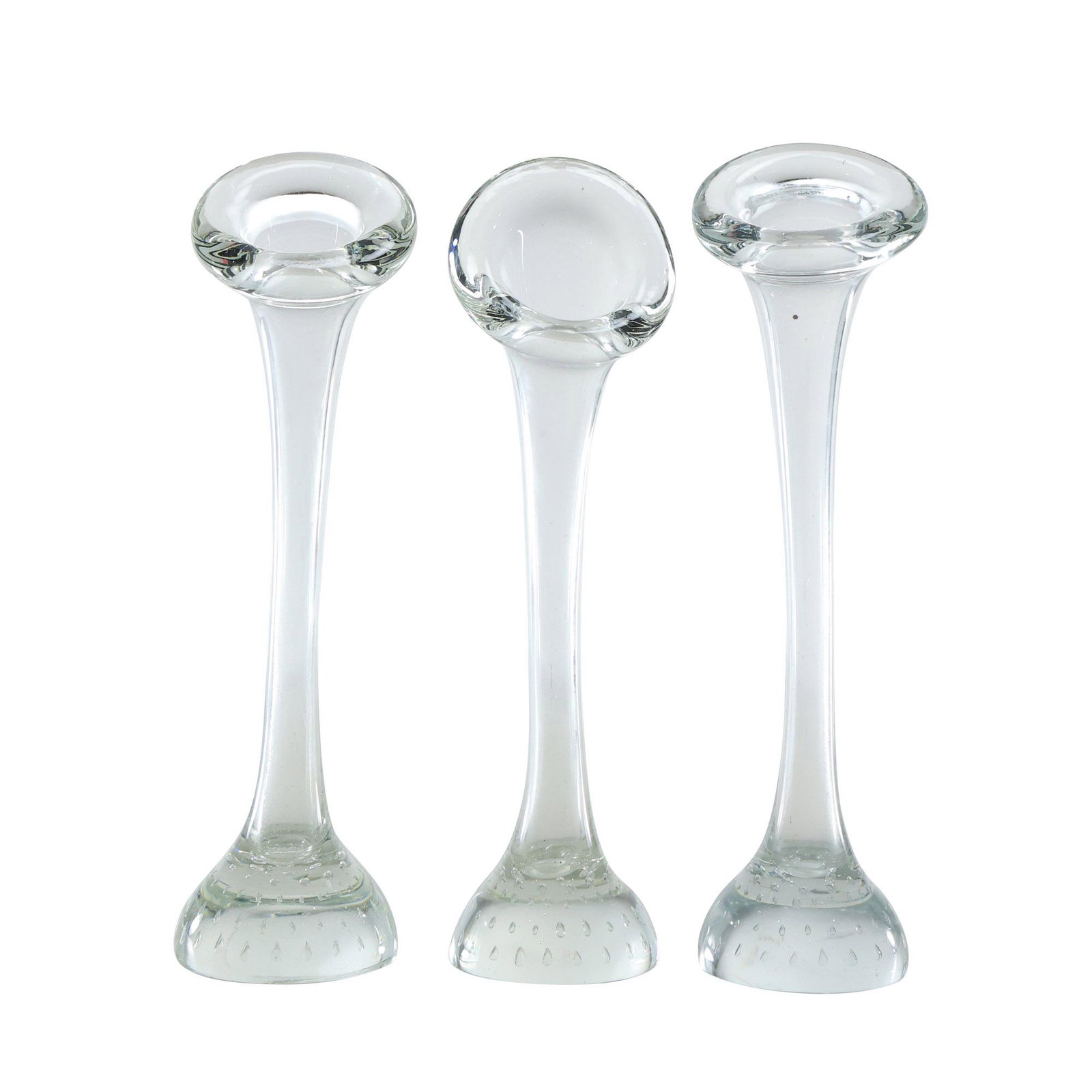 [3] Mid-Century Modern Swedish Glass Flower Form Vases. Clear, 9.5 inches height (1 of 18)
