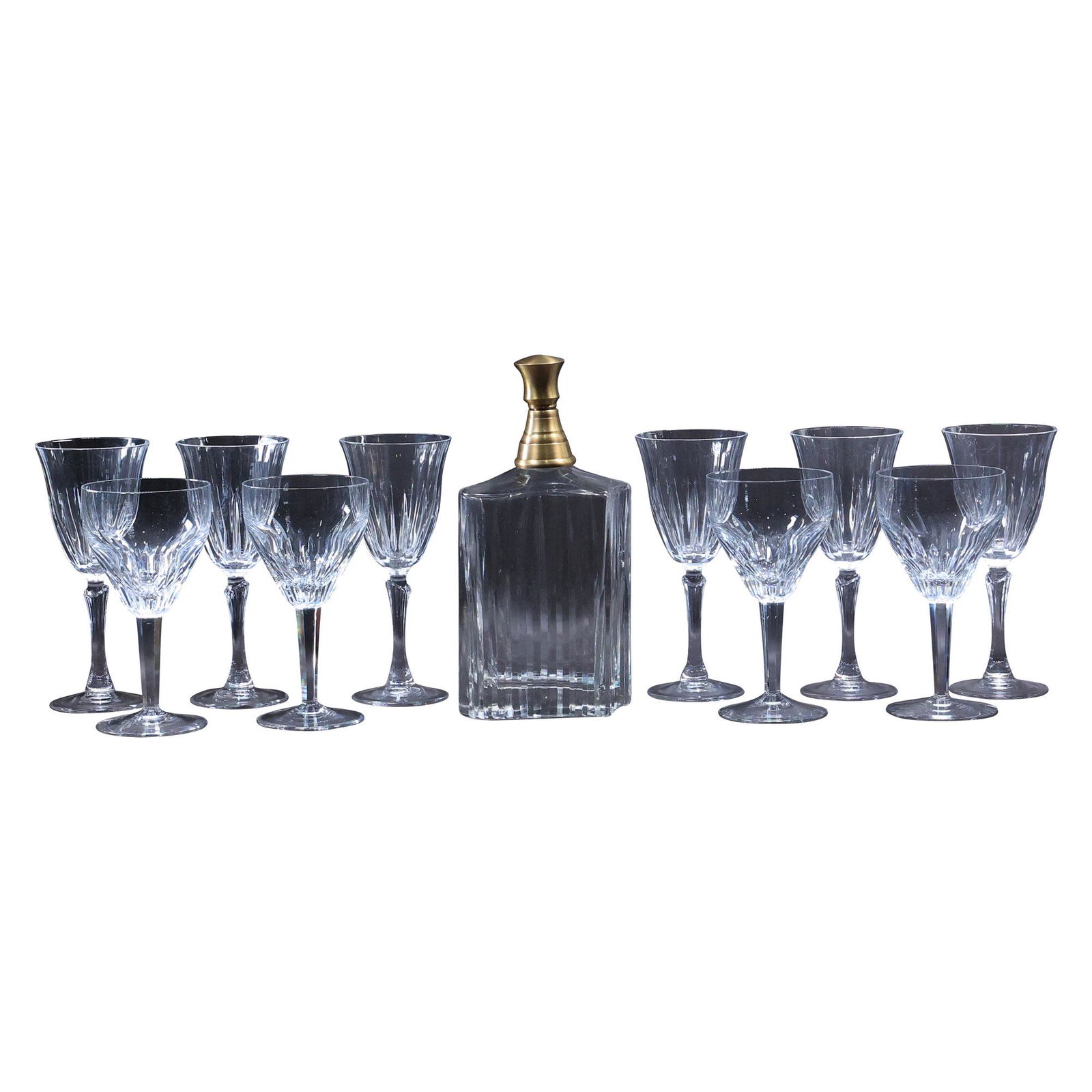Crystal Glass Liquor Decanter with 10 Crystal Glass Stemware in 2 Different Sizes (1 of 20)