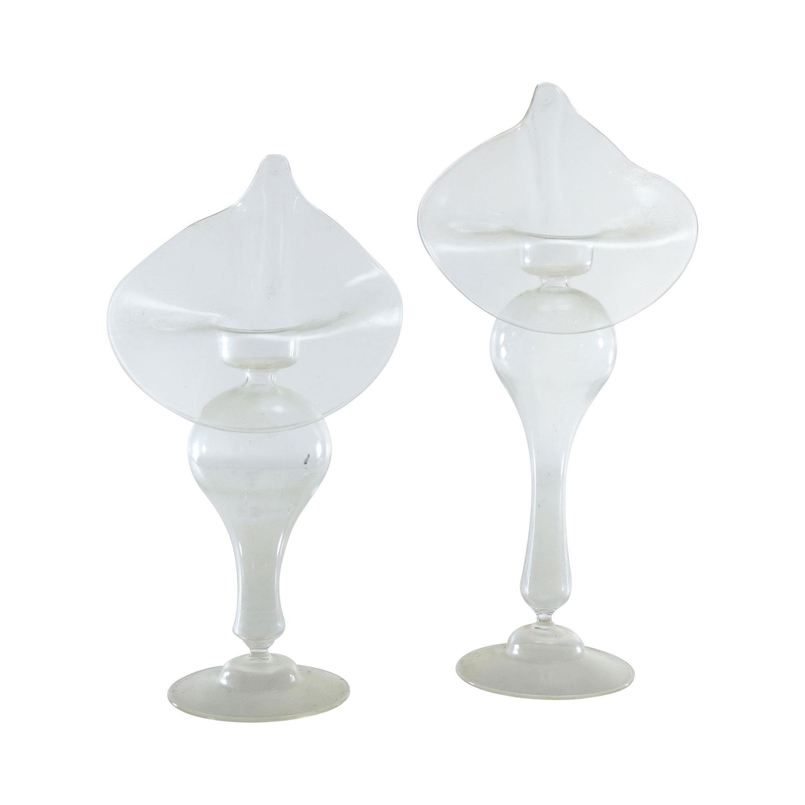 [2] Clear Crystal Glass Jack-in-the Pulpit Vases 9.75 inches & 8.5 inches heights (1 of 19)