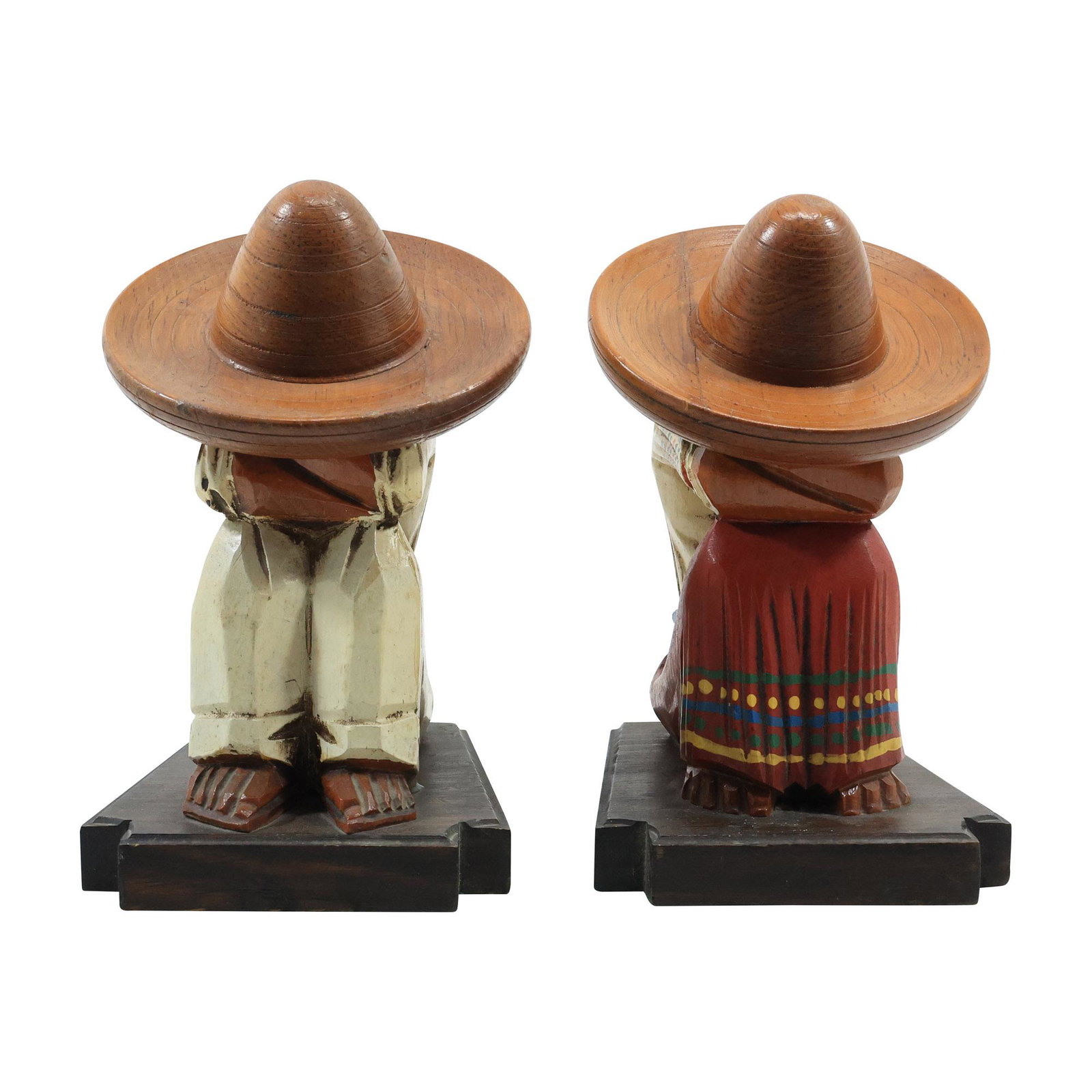 Mexican Siesta Figurative Carved Wood Bookends in Original Paint Finish 8 inches height: Mexican Siesta Figurative Carved Wood Bookends in Original Paint Finish 8 inches height. size: 8 in. x 5 in. The auction house does not ship any items. We offer our local shipper Gravity Boxes to auto