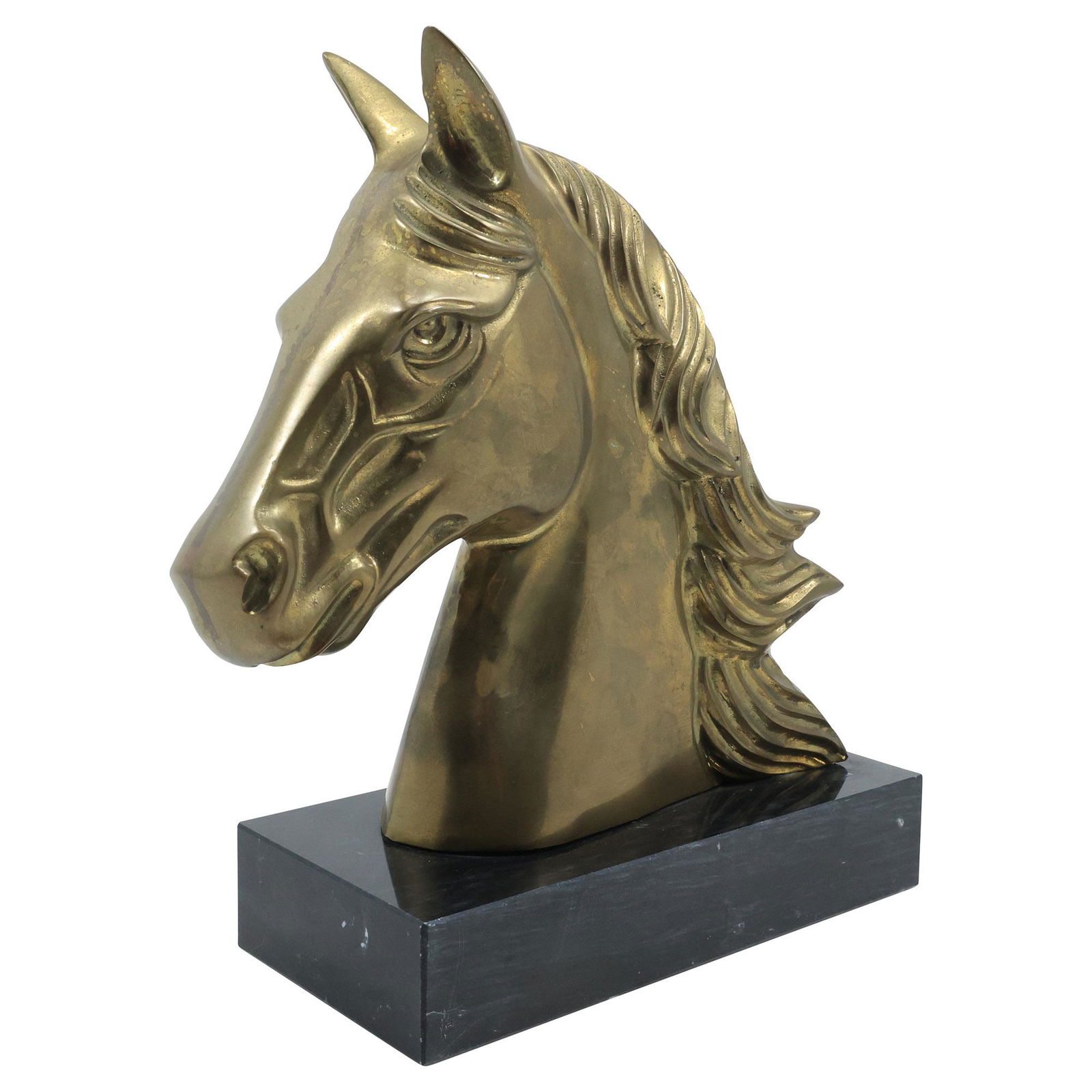 Brass Horse Head Sculpture on Base 11 inches height - Original Patina (1 of 19)