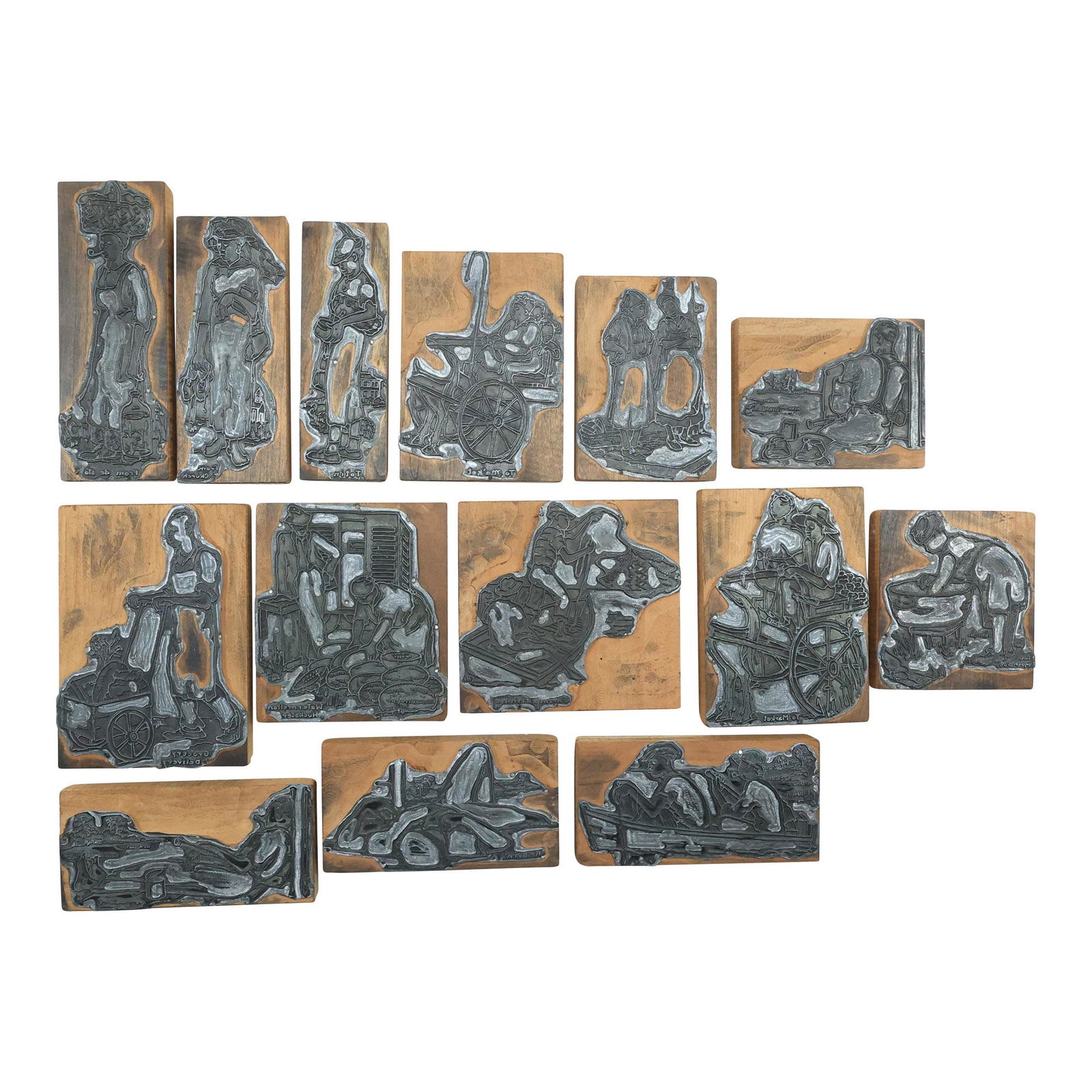 [14] Assorted Vintage Printing Blocks - Figures Working in Everyday Life (1 of 20)