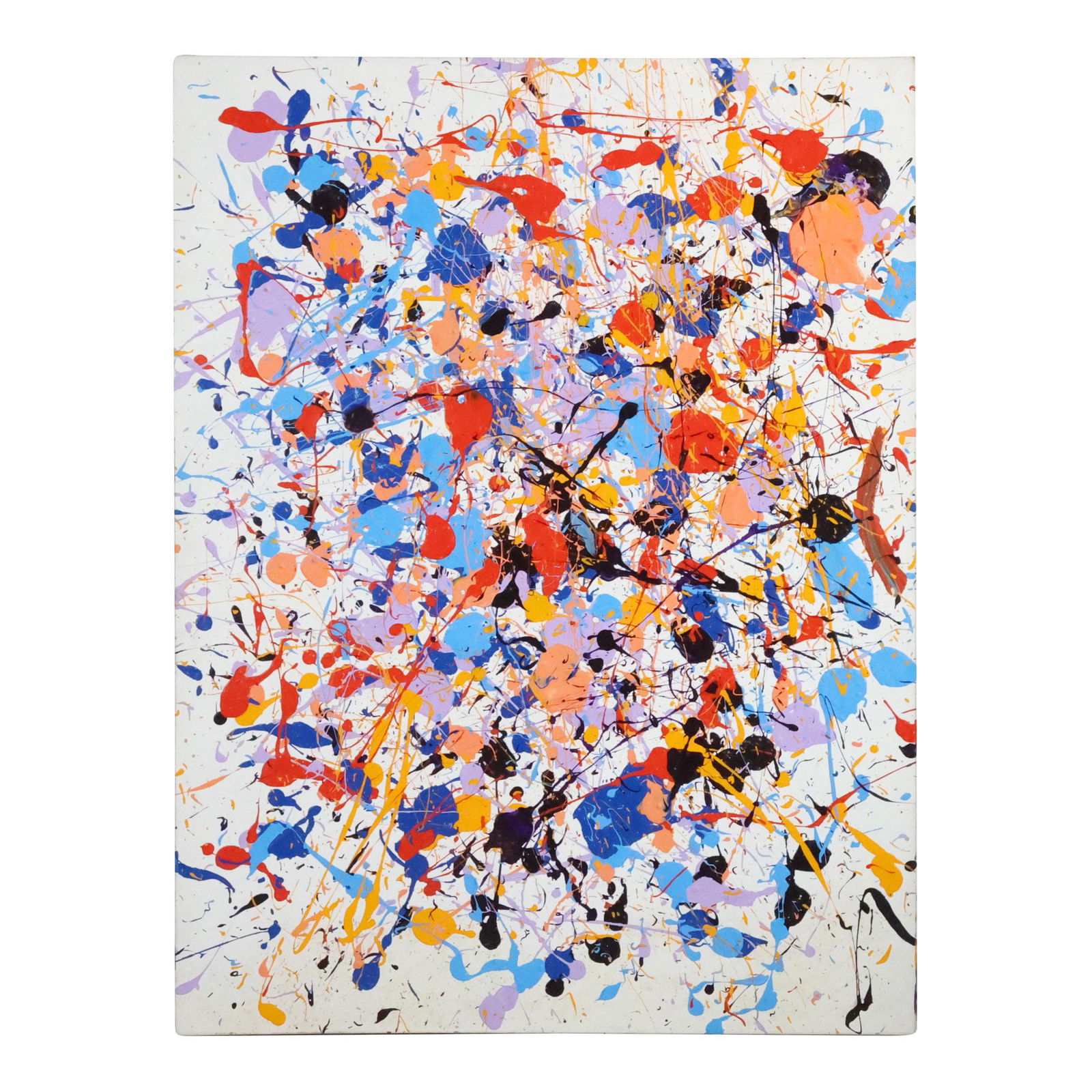 20th C. Colorful ABSTRACT DRIP ART Oil on Canvas Painting Style of Pollock (1 of 13)