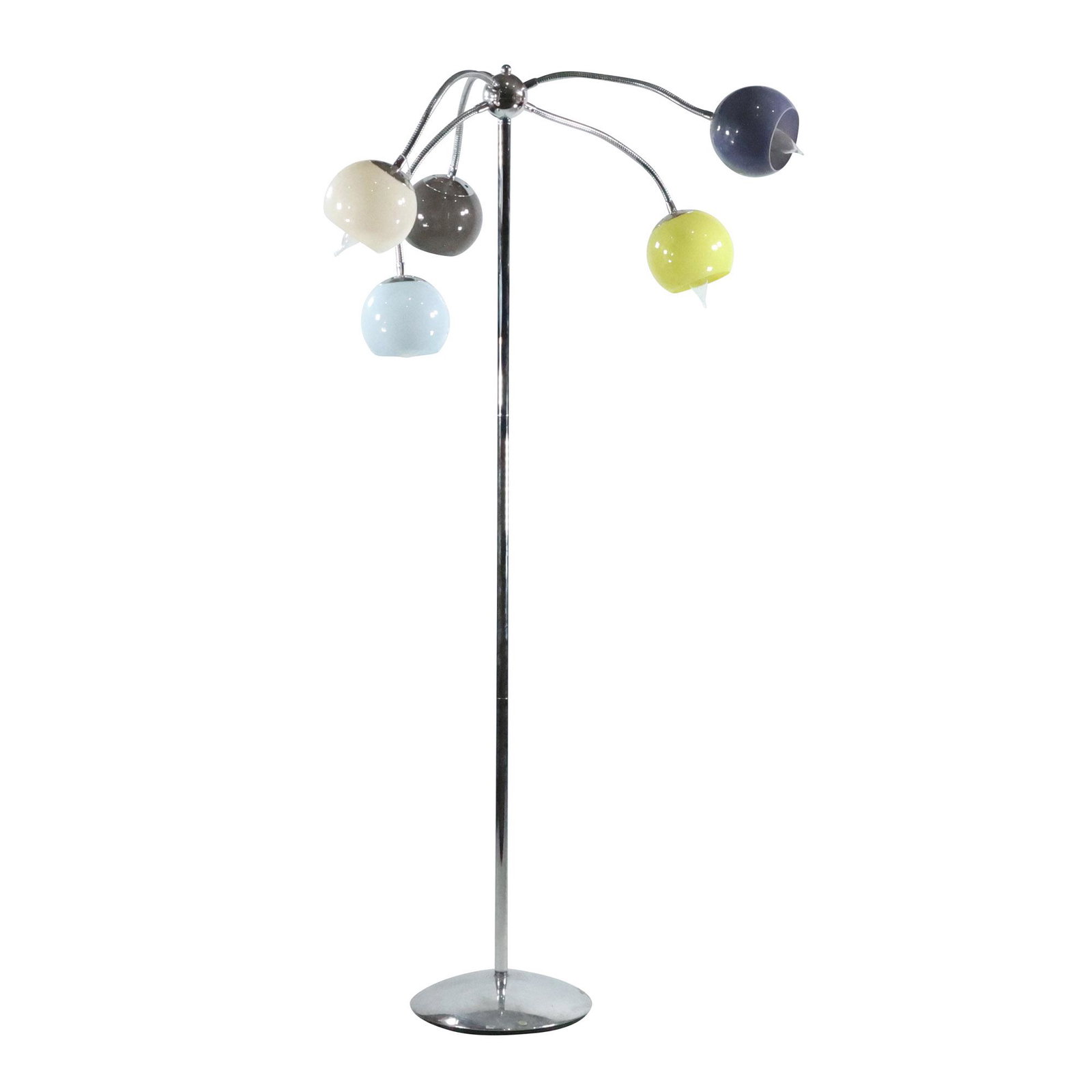 Modern Design Chrome with Colored Eye Ball Shades 5-Arm Gooseneck Elliptical Floor Lamp (1 of 11)