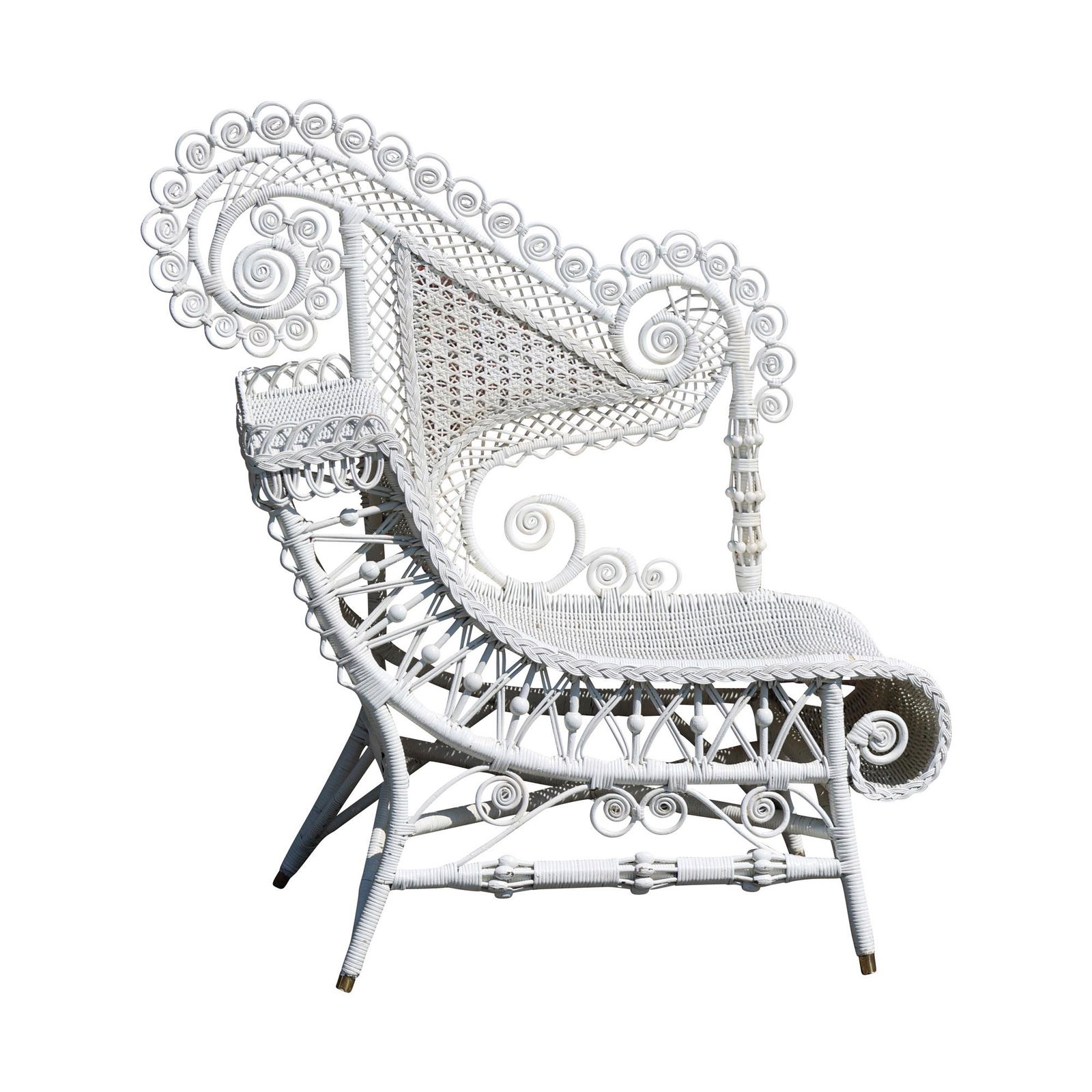 Very Fancy White Wicker Lounge Chair - Photographer's Chair, 44.5 inches height x 43 inches length (1 of 18)