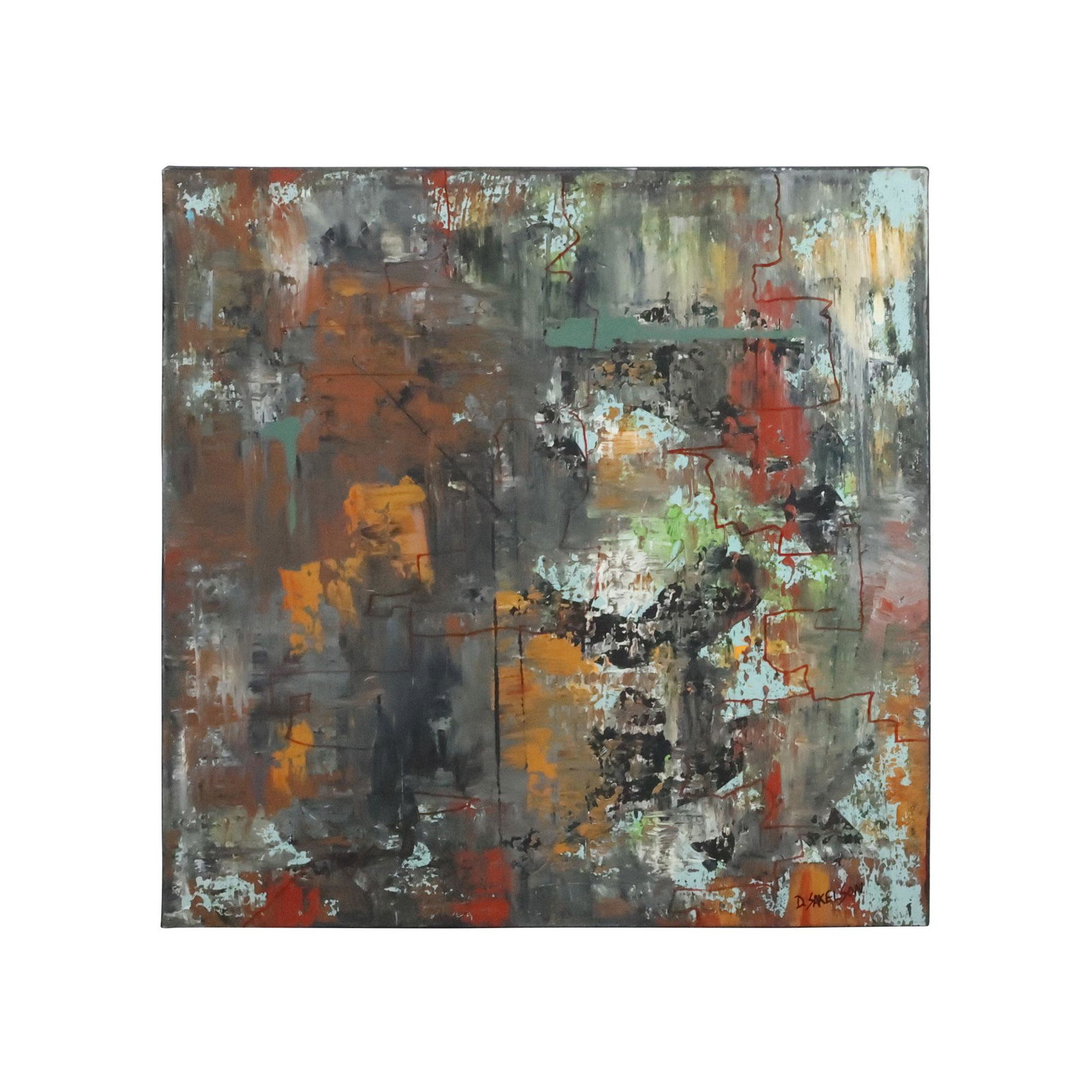 Dennis Sakelson, 20th C. Bucks County Pa Artist ABSTRACT OIL PAINTING on Canvas (1 of 16)