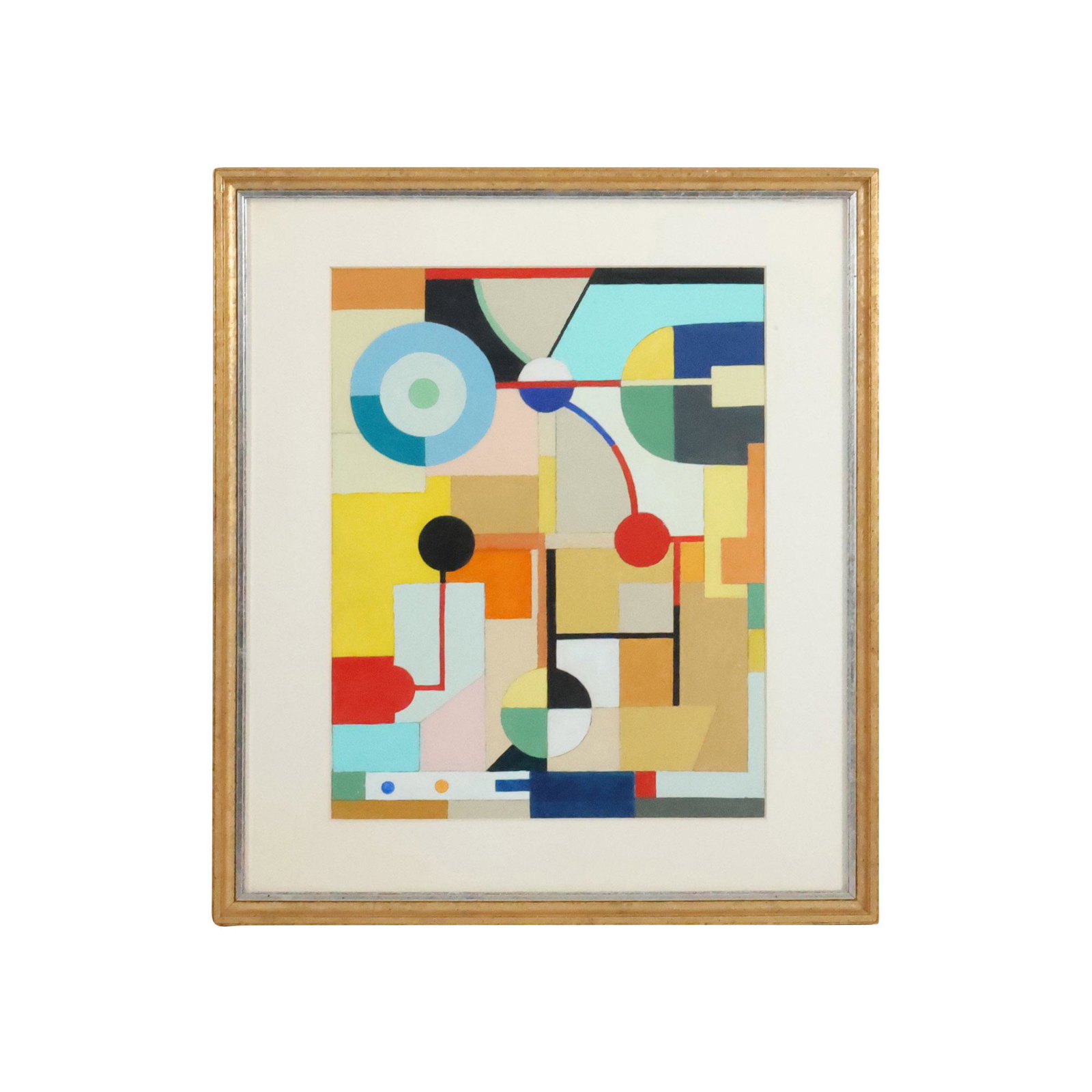 Steven Jennis, American, Abstract Colorful Geometric Oil Painting, Framed, Signed on Verso: Steven Jennis, American, Abstract Colorful Geometric Oil Painting, Framed, Signed on Verso. Well listed American Artist. Provenance: acquired directly from the Artist. size: 13.5 x 10.5 matte, 18.5 x 