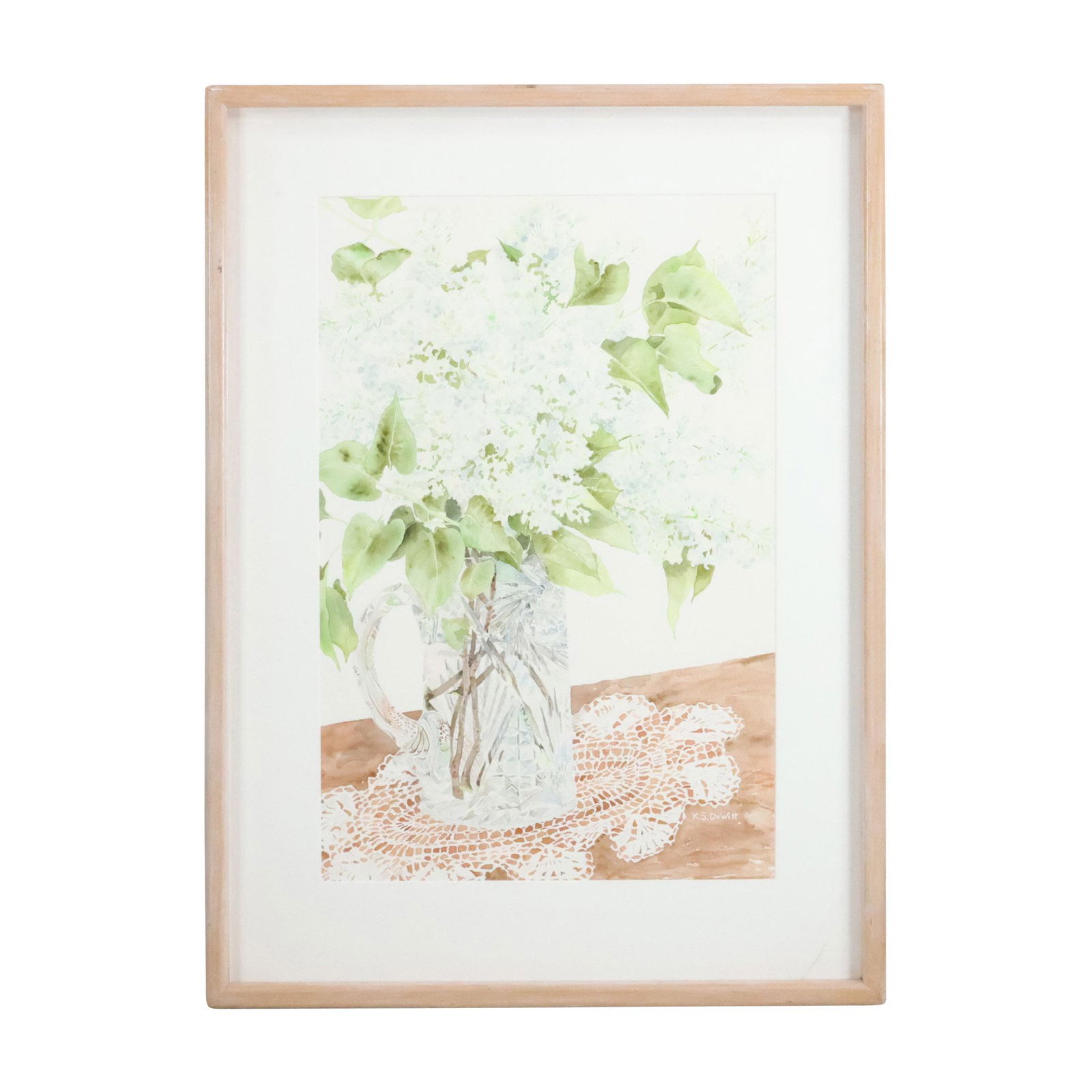 K S Dewitt, Fine 20th C. Watercolor Painting Still Life Flowers in Vase, Framed (1 of 13)
