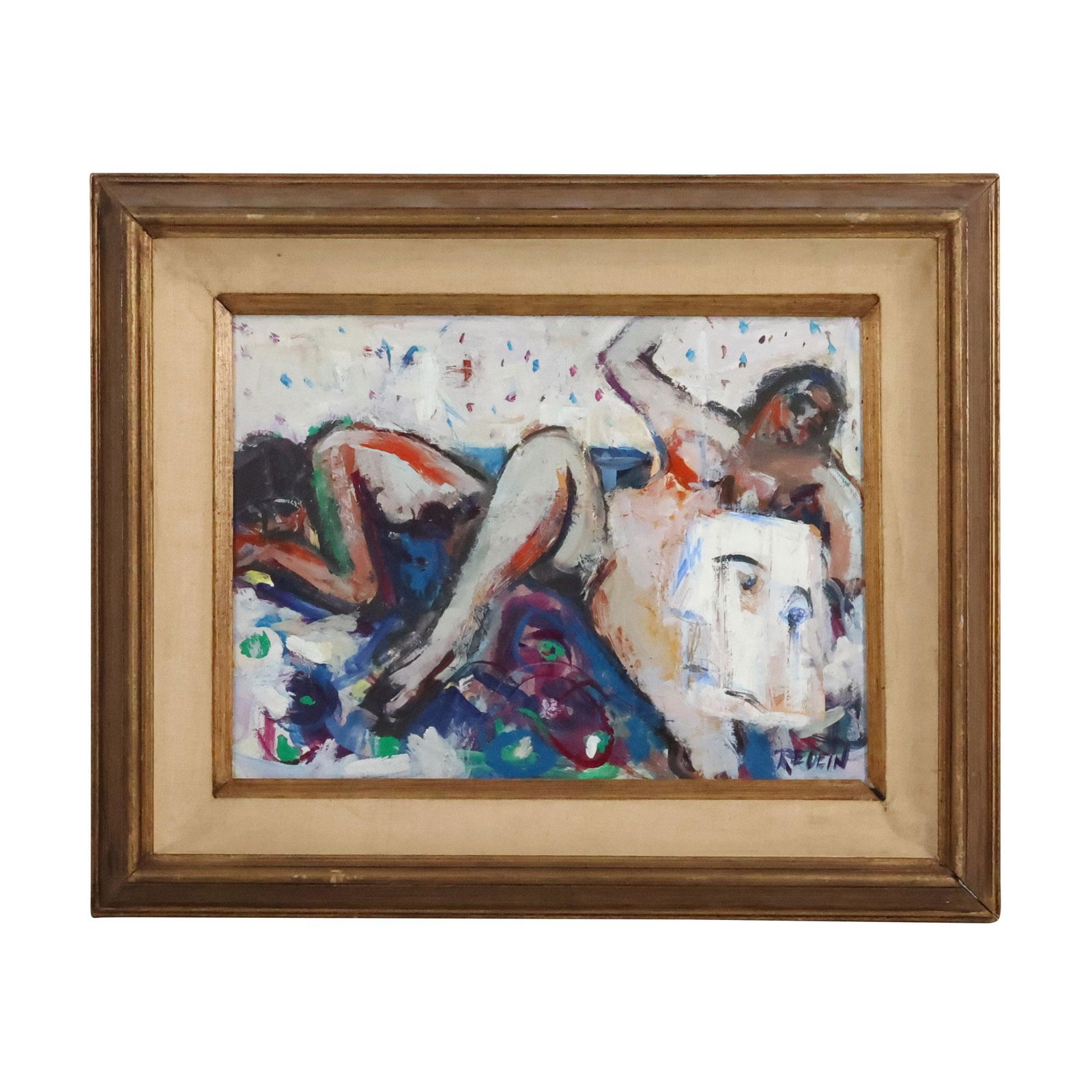 Alexander Redein, American 1912-1990, Nudes Oil on Board Painting Signed, Dated 1974 on Verso (1 of 11)