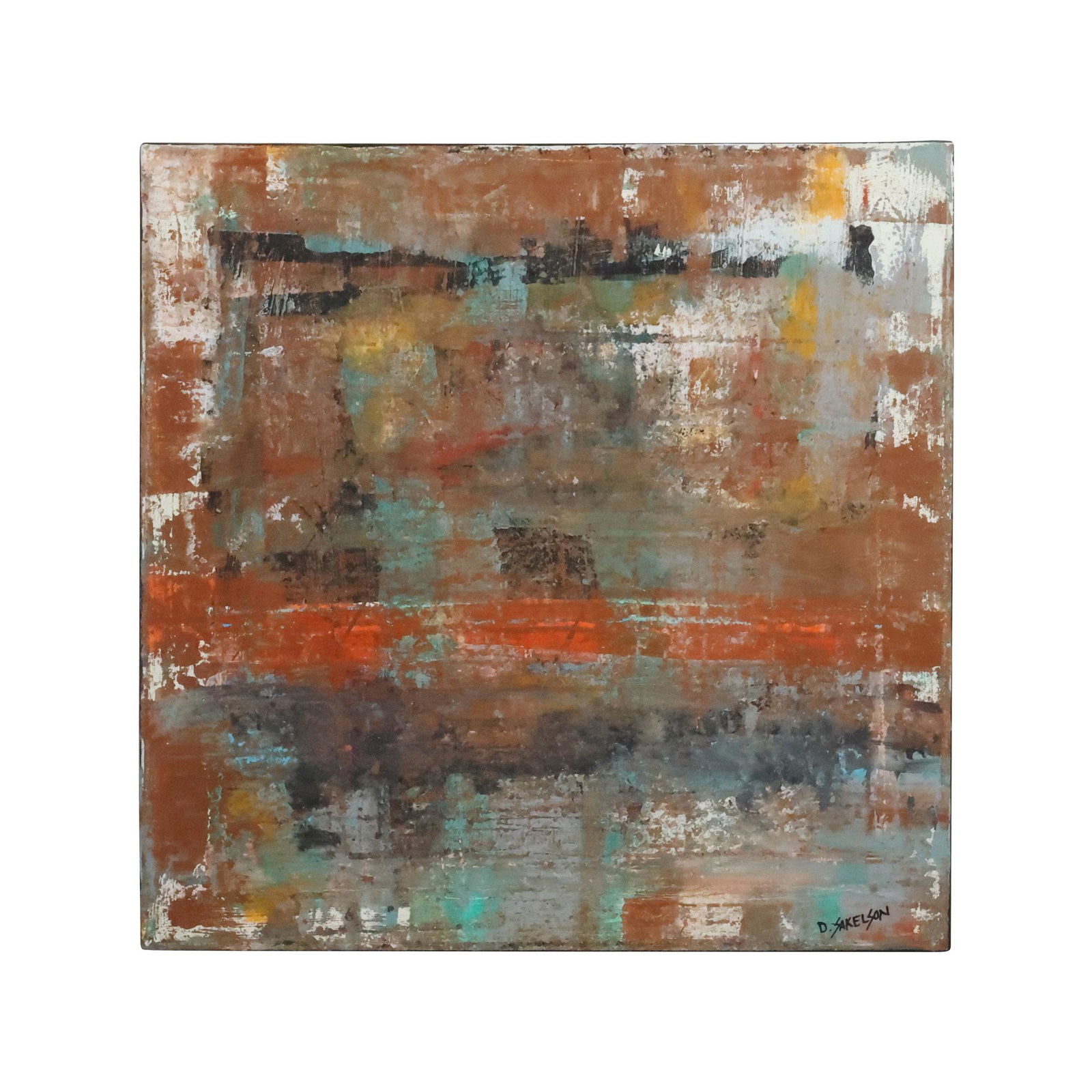 Dennis Sakelson, 20th C. Bucks County Pa Artist, BUSY ABSTRACT Oil Painting, Signed (1 of 14)