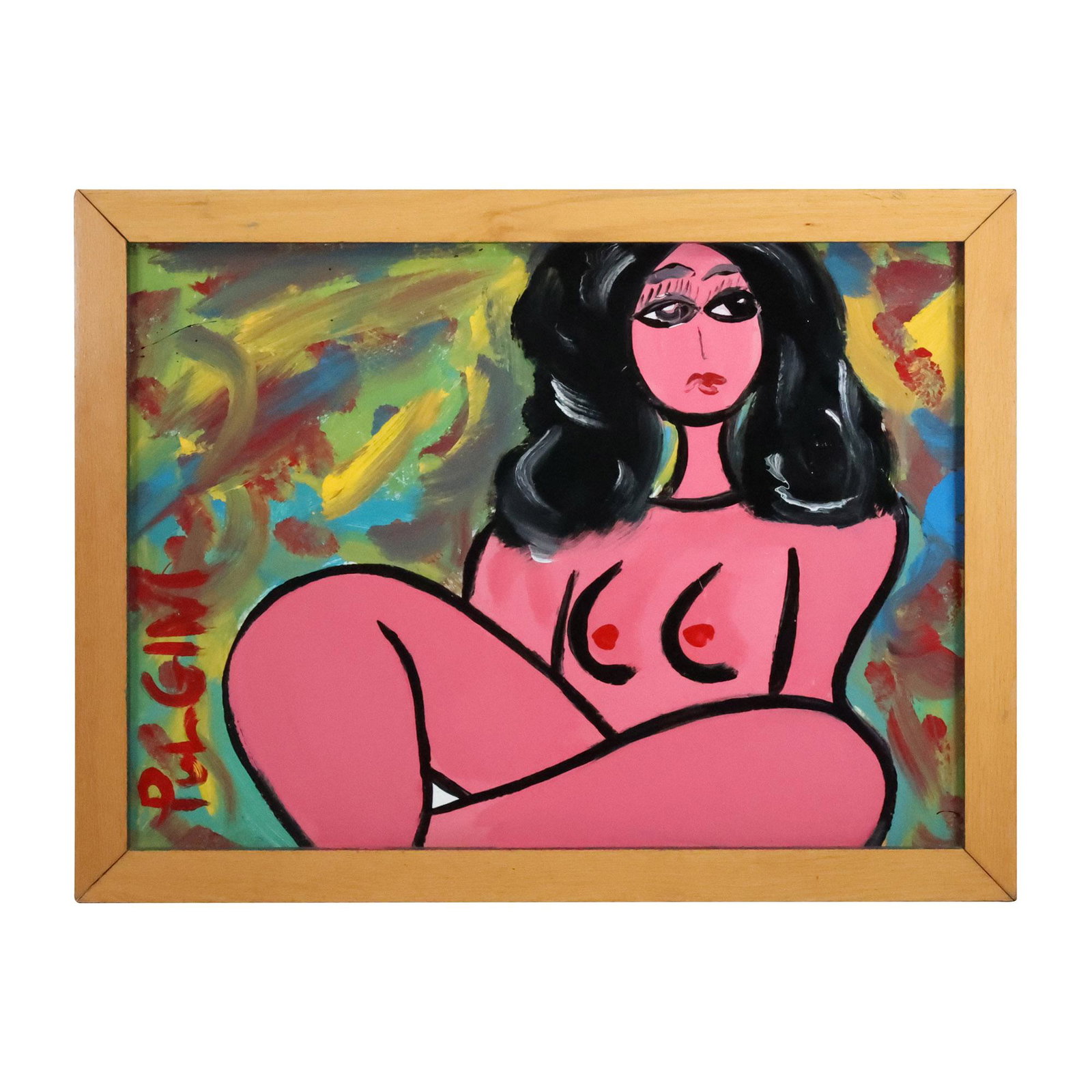 Thomas Pulgini, American, Oil on Board Painting Abstract Nude Pink Woman, Signed: Thomas Pulgini, American, Oil on Board Painting Abstract Nude Pink Woman, Signed. Framed. Well Listed American Artist. size: 23.5 x 31.5, 25.75 x 34.35 outside frame. ASKart: Thomas Pulgini, Born 1965