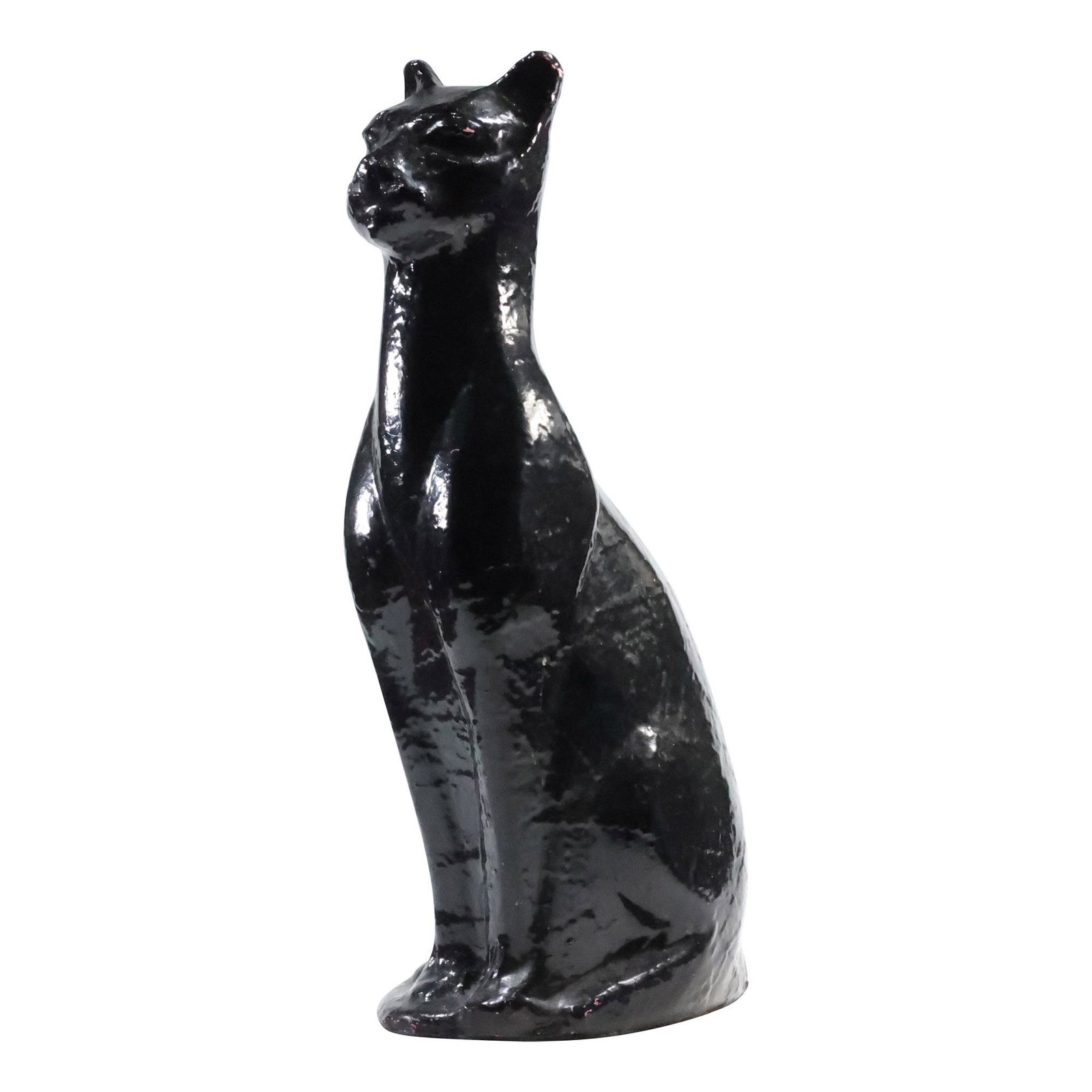 Vintage Black Cat Figure in Hard Plaster Composition 16 inches height (1 of 15)