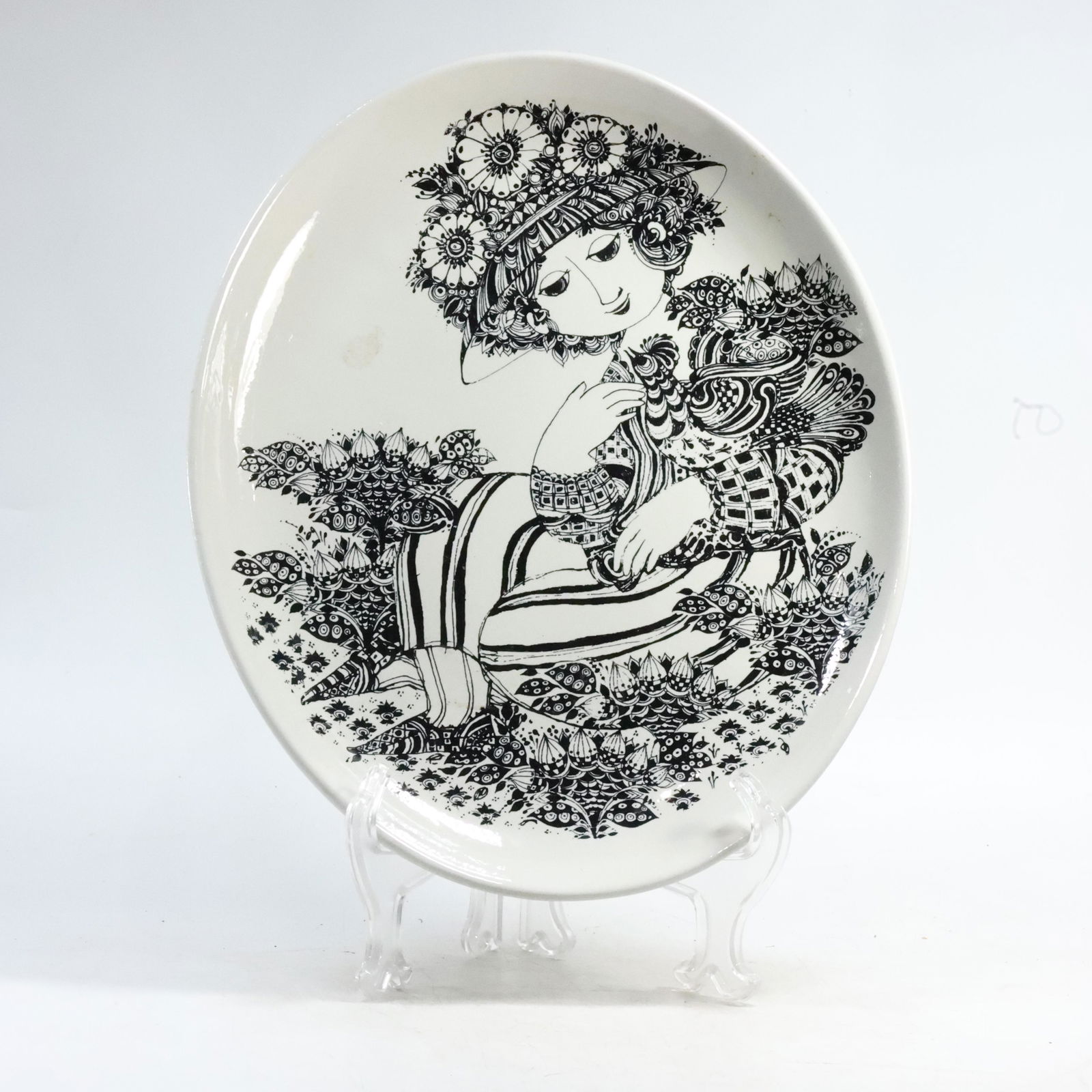 Bjorn Wiinblad "Paloma" Porcelain Portrait Platter Nymolle Denmark 11.5 inches x 14 inches (1 of 12)