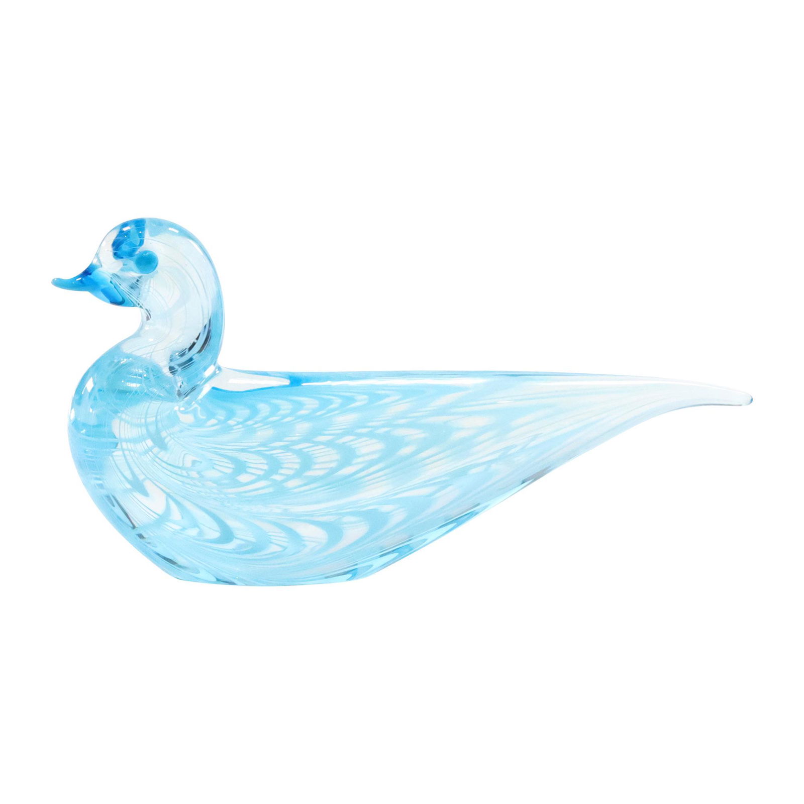 Signed GINO CENEDESE - MURANO Blue Glass Duck Sculpture with Internal Lattice 11 in. length: Signed GINO CENEDESE - MURANO Blue Glass Duck Sculpture with Internal Lattice 11 in. length. size: 5 x 11 x 2.25