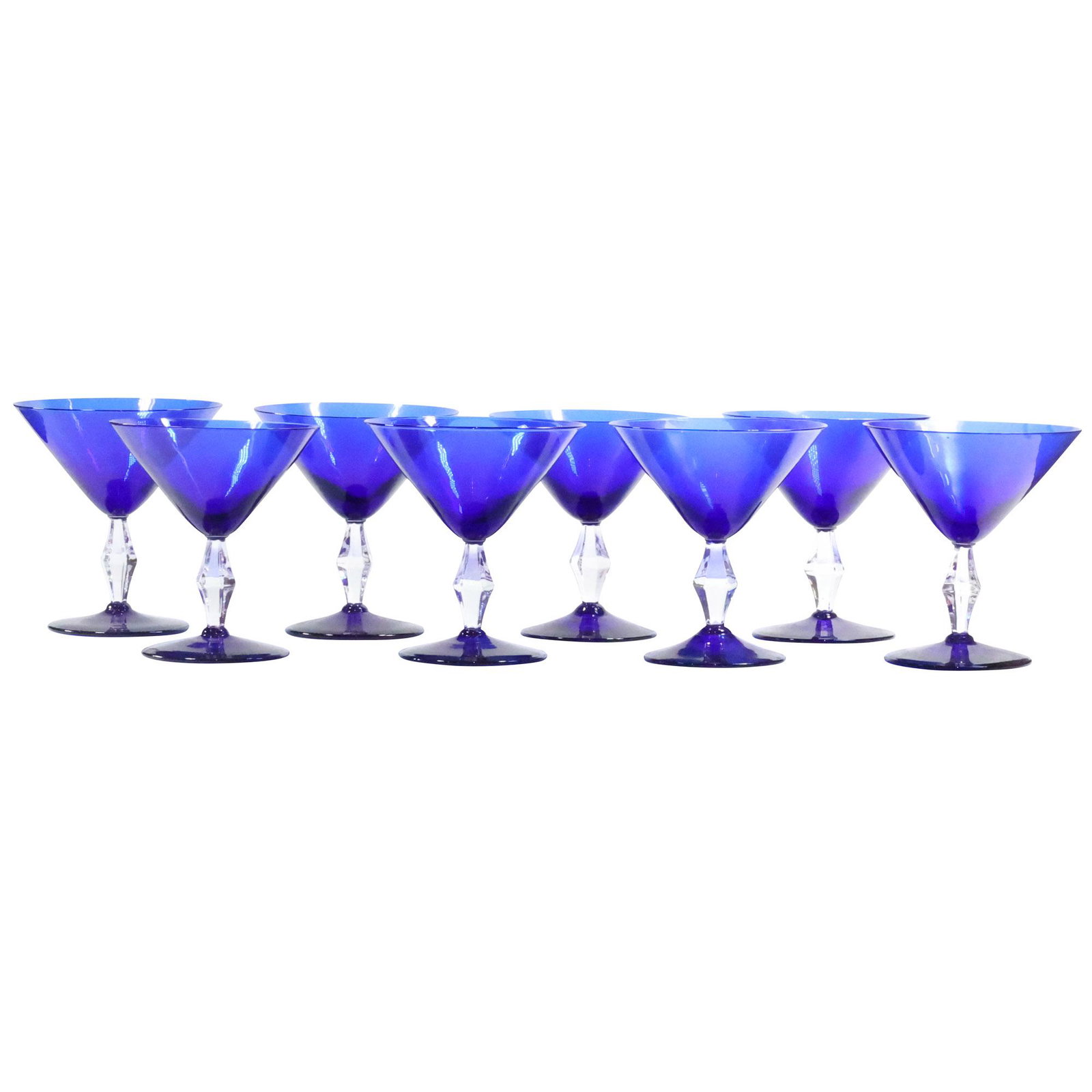 [8] Cobalt Blue with Clear Post Cocktail Stemware Glasses 4.5 inches height: [8] Cobalt Blue with Clear Post Cocktail Stemware Glasses 4.5 inches height. size: 4.5 x 4.25