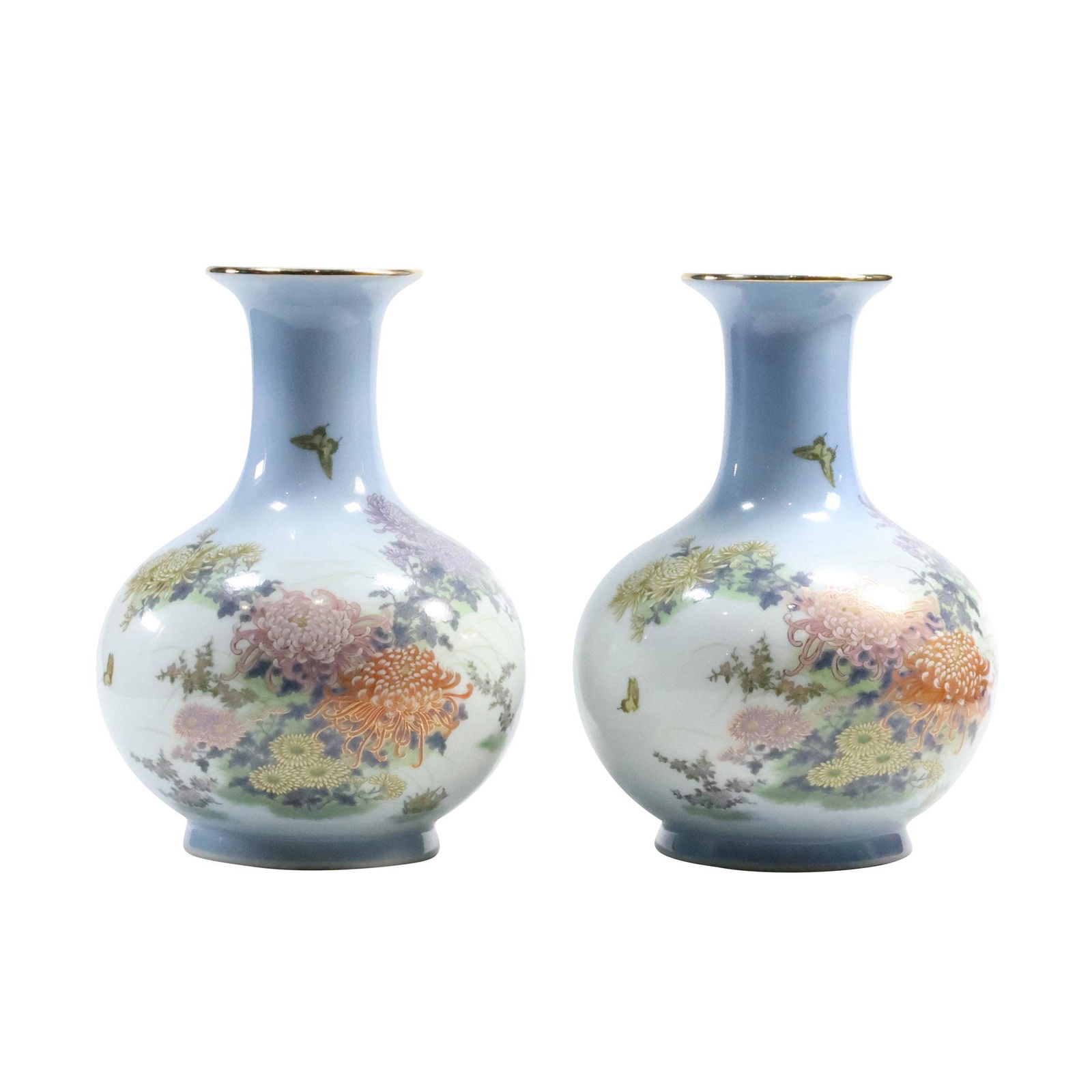 [2] Yamaji Japanese Fine Porcelain Vases Floral Decorated 7.75 inches height (1 of 15)