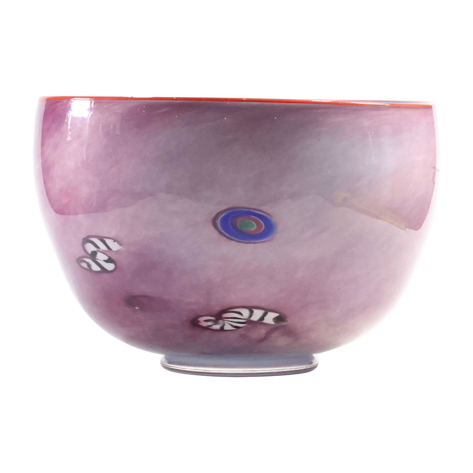 Artist Signed Studio Art Glass Deep Bowl 9.25 inches diameter Amethyst with Blue Inner (1 of 13)