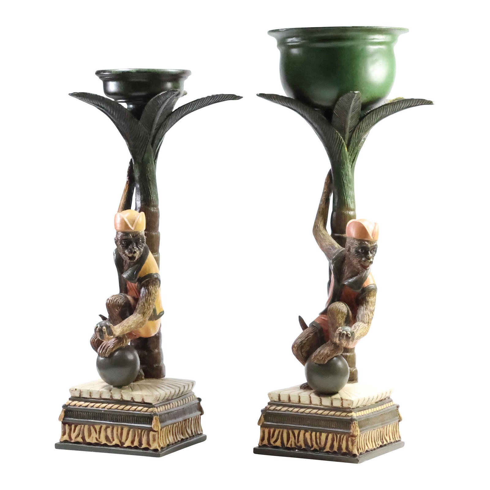 [2] Decorator Blackamoor Monkey Figurative Candlesticks 15.25 in. & 17 in. heights (1 of 20)