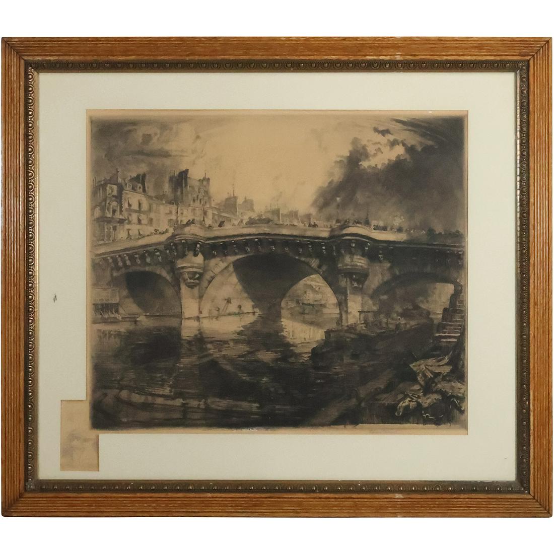LOUIS ORR Pencil Signed Etching Le Canal de la Monnaie, Original Framing (1 of 15)