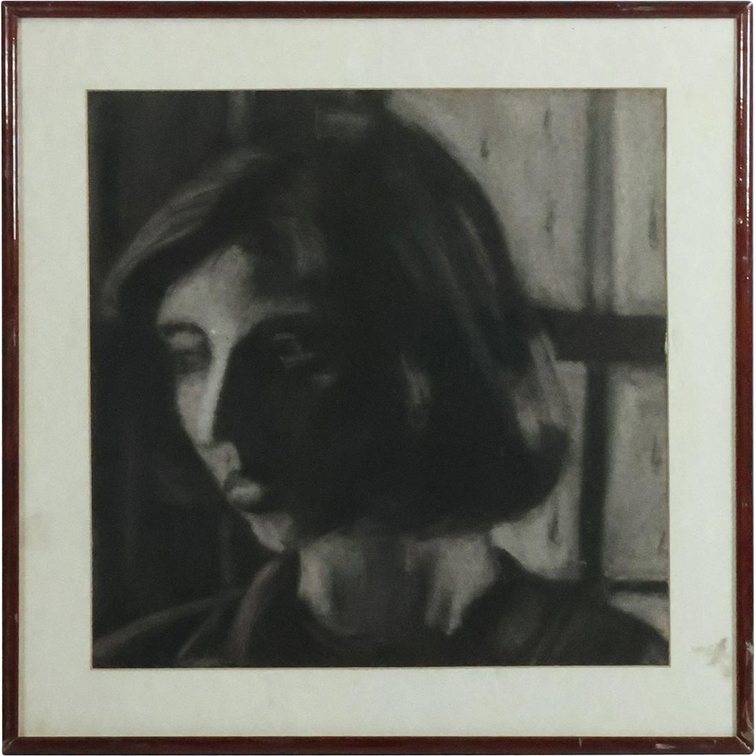 1940s Fine Charcoal Graphite Drawing Portrait of a Woman, Framed (1 of 11)