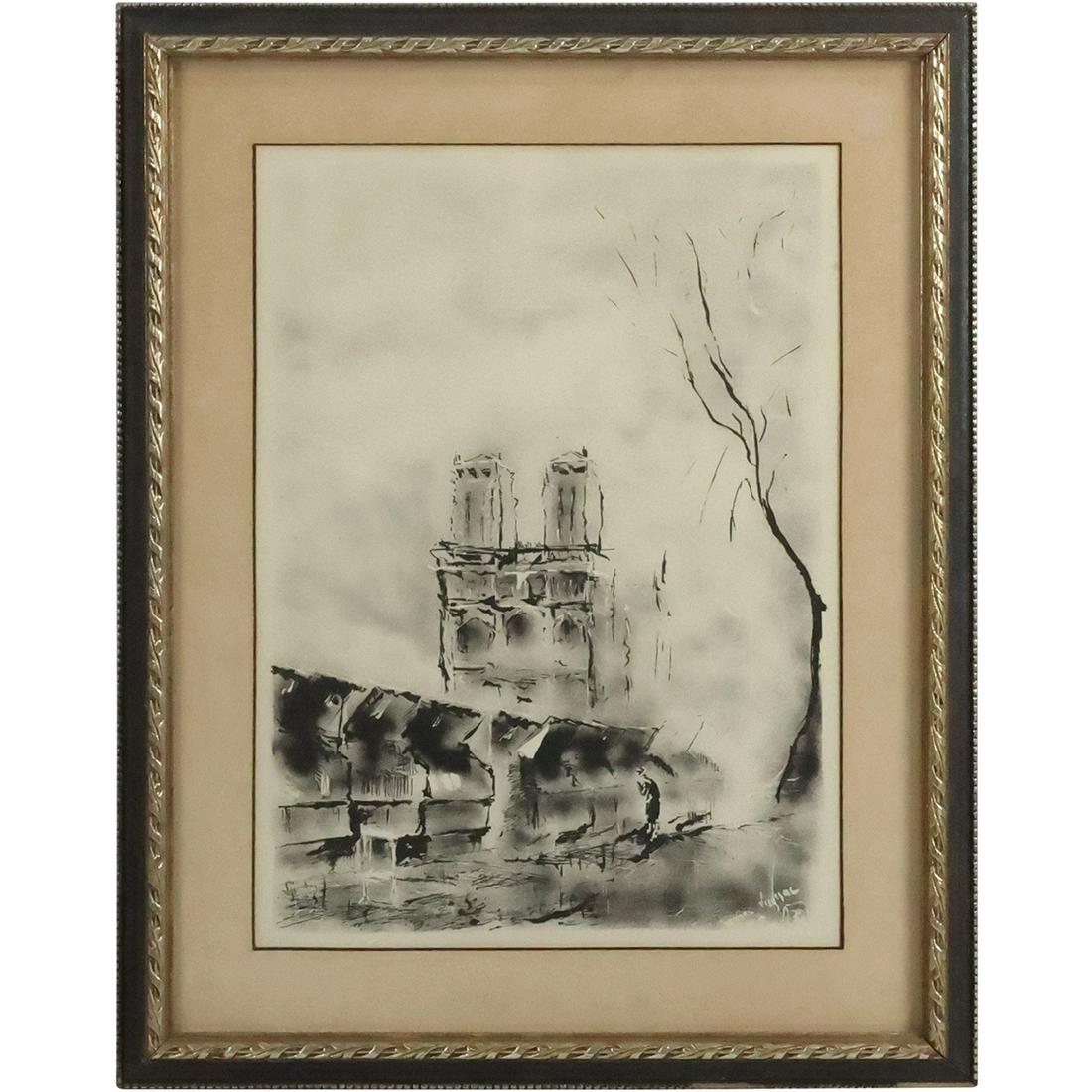 Signed Illegible and Dated 1955 Engraving, Original Framing (1 of 10)