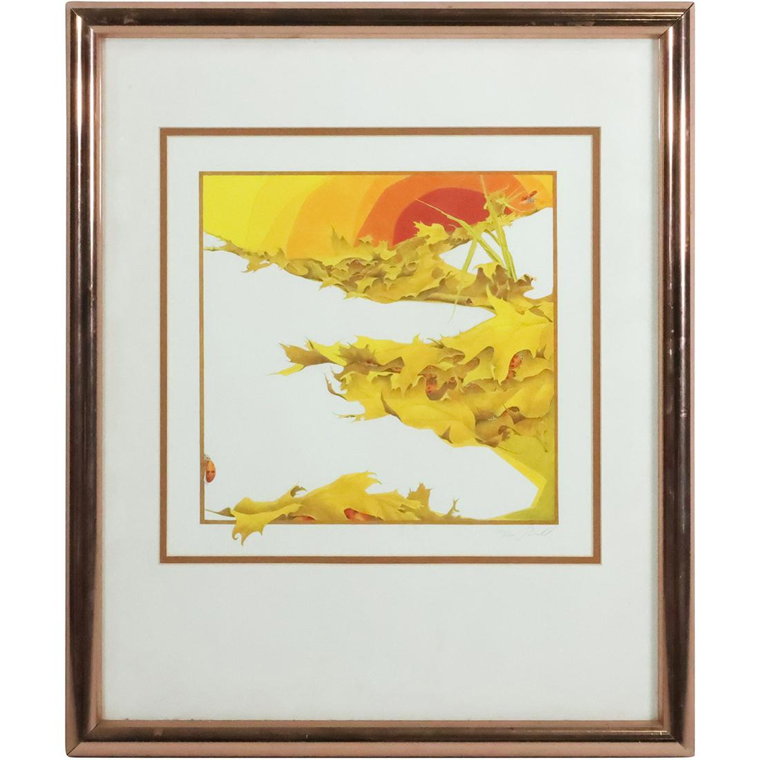 Peter Parnall, Signed Lithograph "Lady Bugs" Landscape, Framed, Bio on Verso (1 of 16)