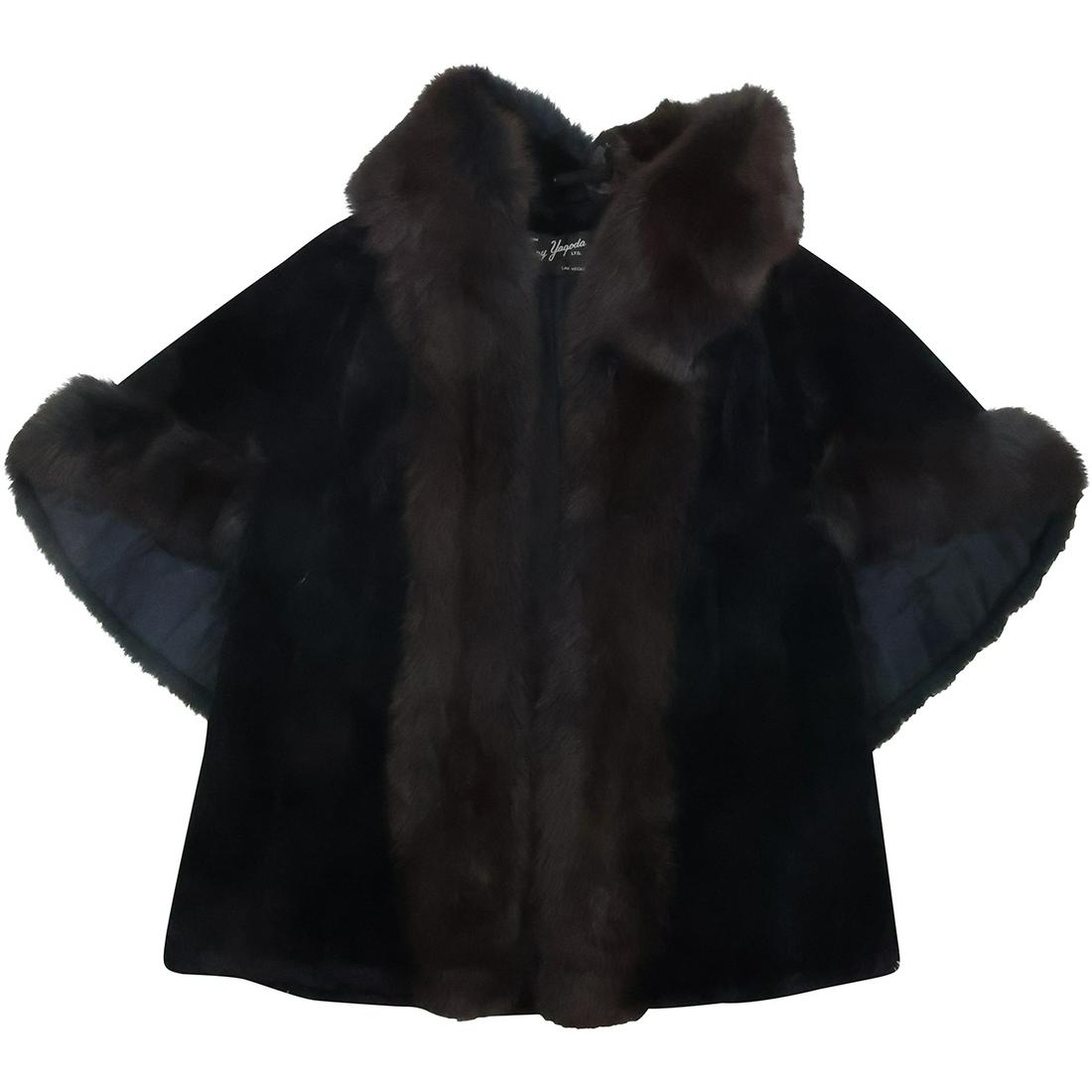 Fur Cape Coat Dyed Shearling with Fox Fur (1 of 14)