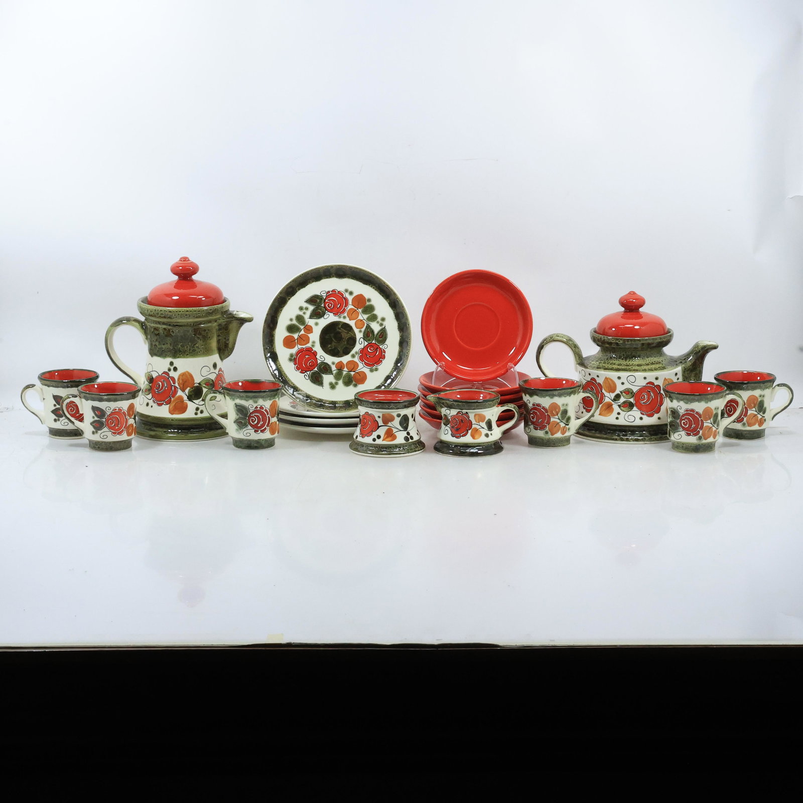 20 Pieces Vintage Ceramic Flowers Tea / Coffee Set marked SMF TIROL (1 of 19)